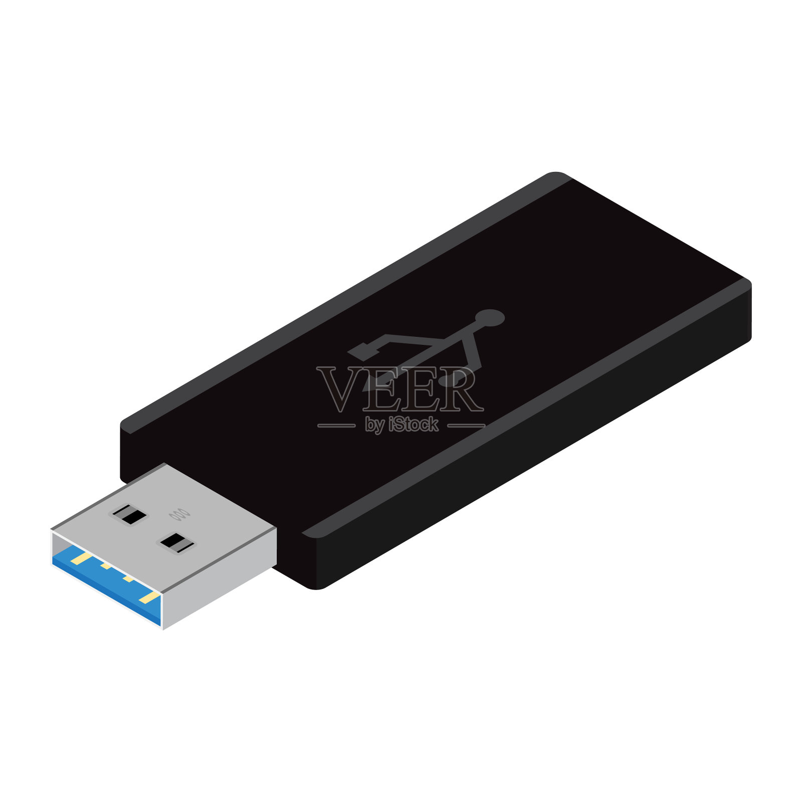 Usb闪存驱动器隔离在白色背景设计元素图片