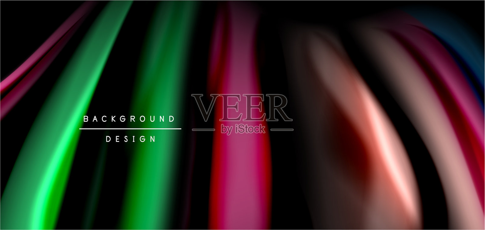 抽象丝绸流畅的线条上有黑色的多色插画图片素材