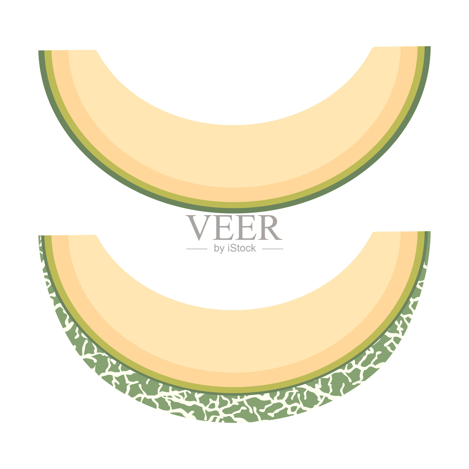 鲜切甜瓜切片，果实孤立，上白插画图片素材