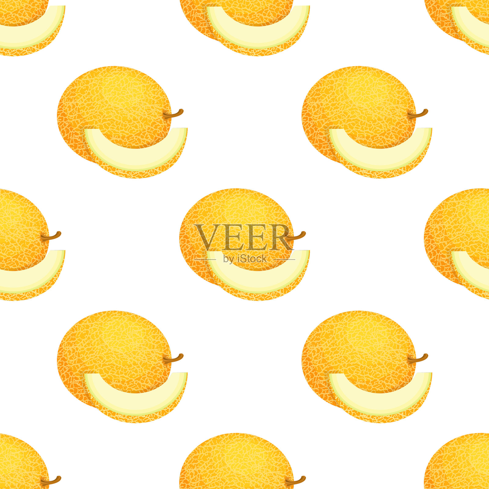 无缝花纹，新鲜整块，切成薄片插画图片素材