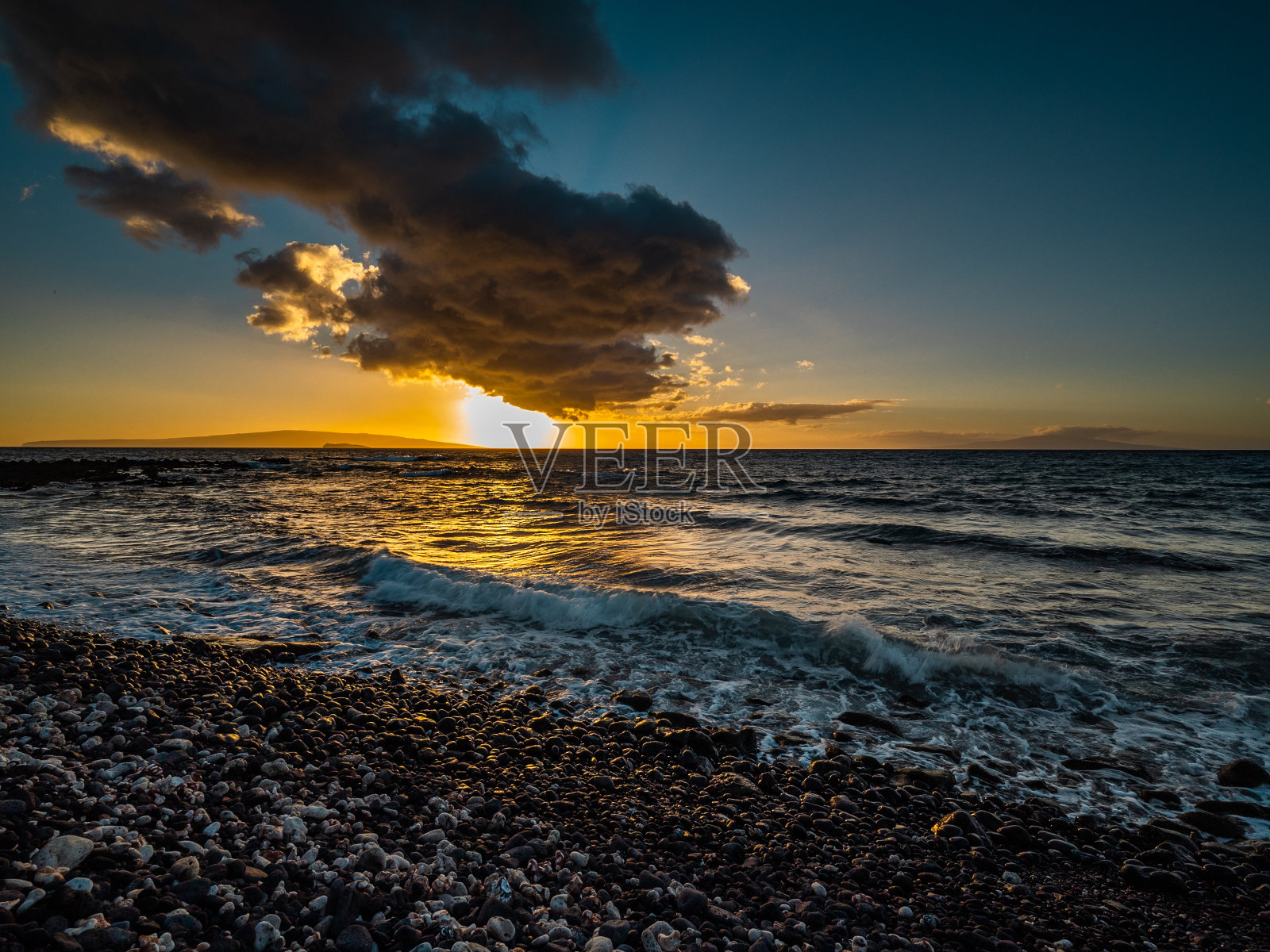 迷人的日落。夏威夷照片摄影图片