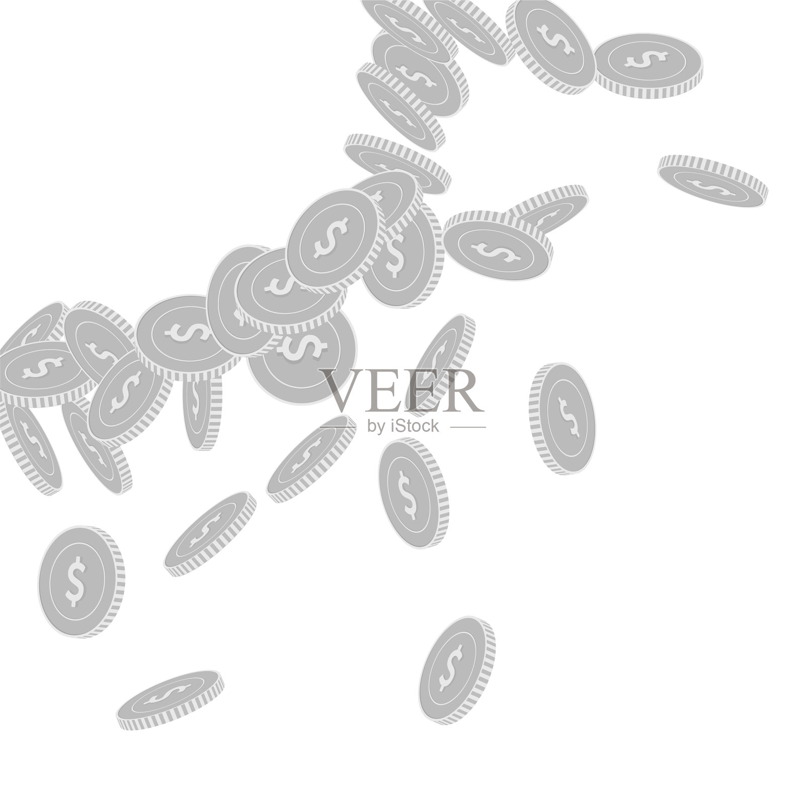 美国的美元硬币散落着黑色和插画图片素材