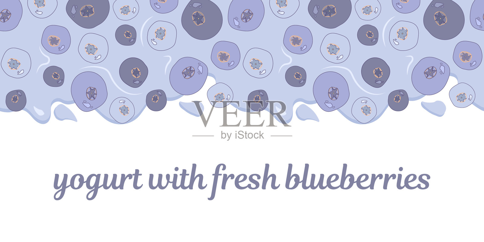 酸奶和新鲜蓝莓插画图片素材