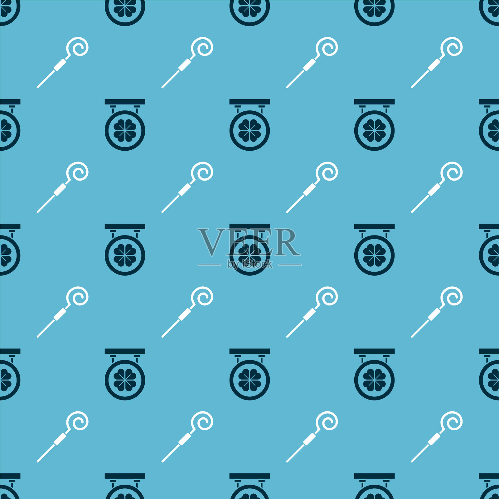 设置街道招牌与四叶三叶草和图标素材