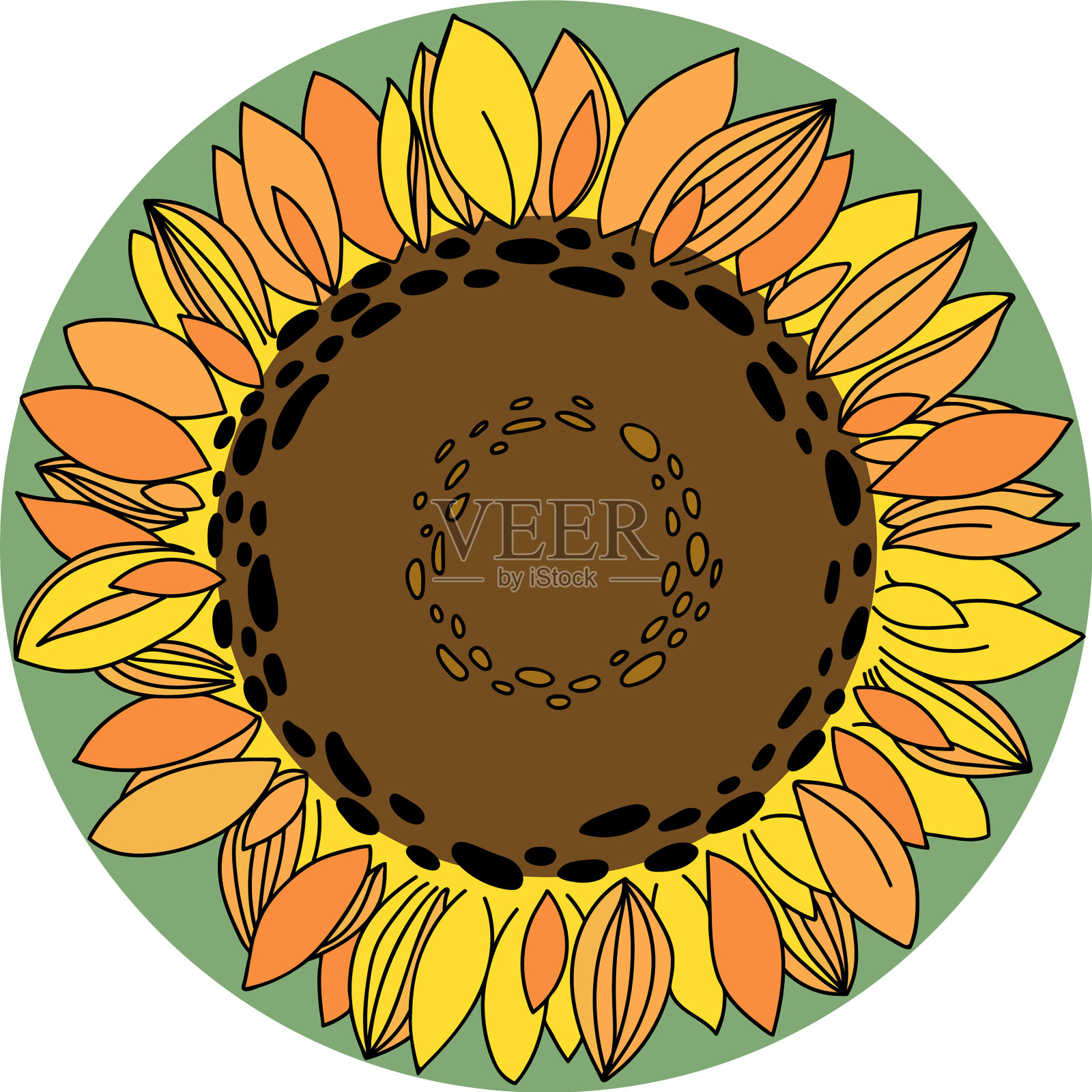 向日葵年份雕刻向日葵插画图片素材