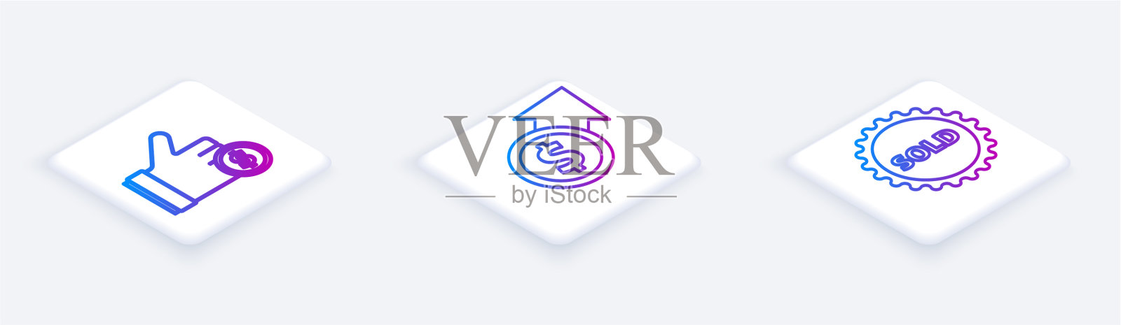 设定等距线手握硬币金融图标素材