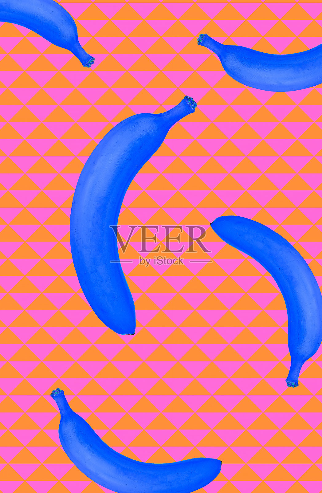时尚美学基调板墙纸。创意香蕉几何粉红色的背景插画图片素材