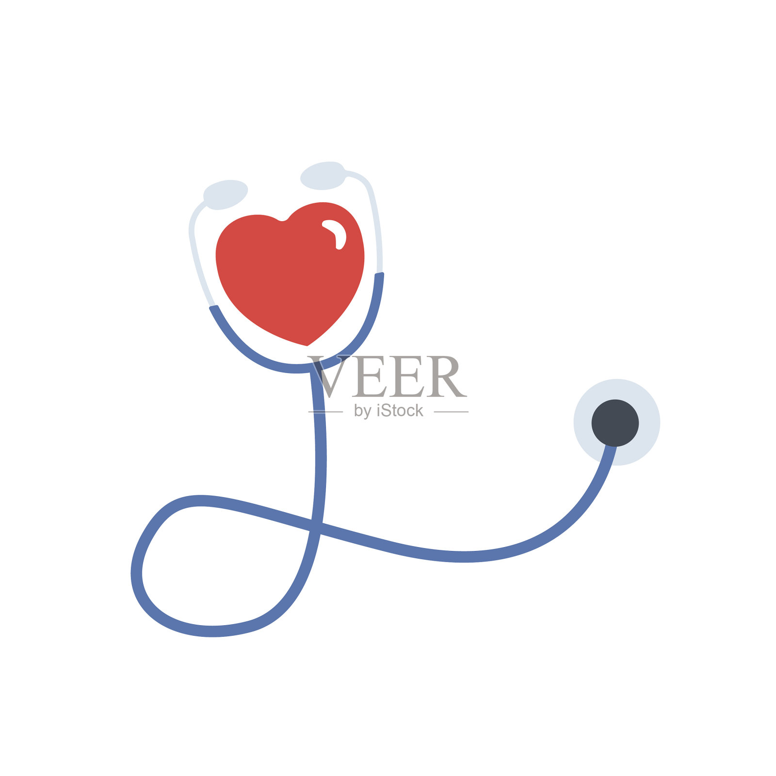 白色背景下心形听诊器插画图片素材