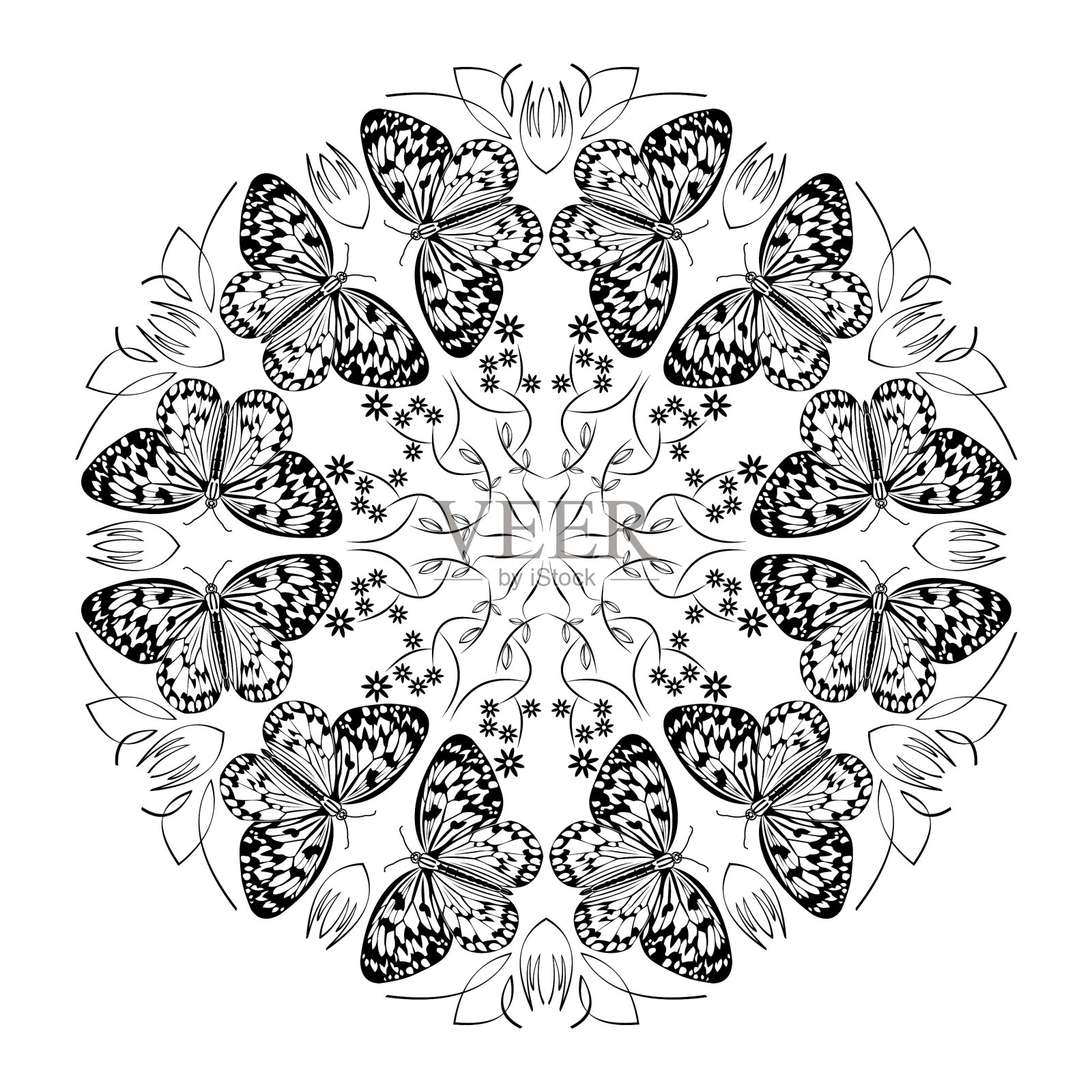 黑白配曼荼罗插画图片素材