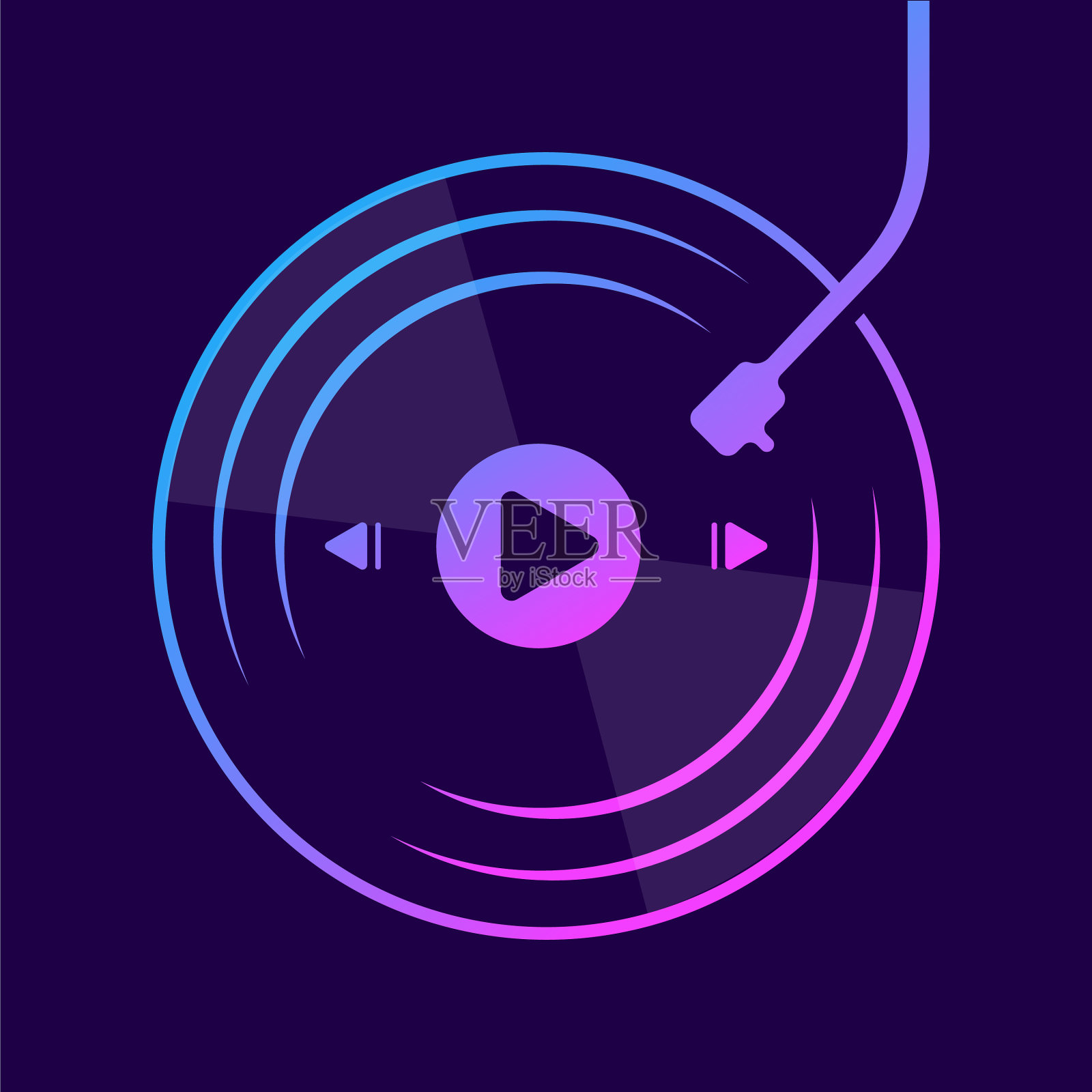 彩色黑胶唱片音乐黑胶图标或象征插画图片素材