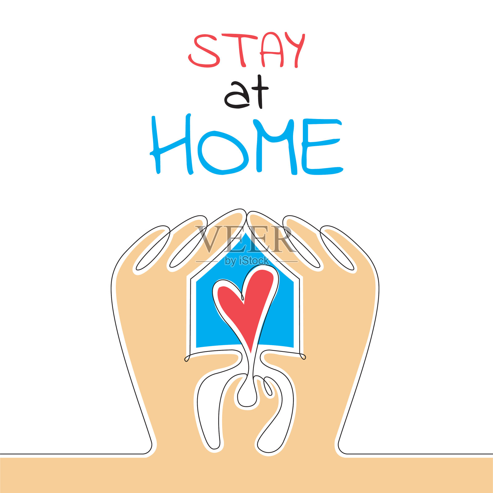 继续画线居家的概念插画图片素材