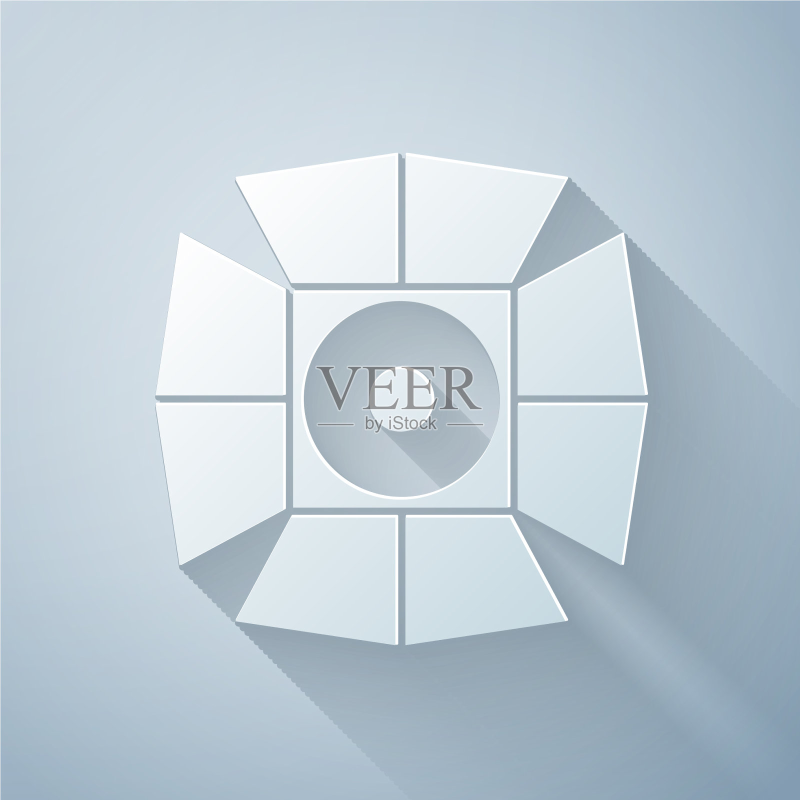 剪纸电影聚光灯图标孤立在灰色插画图片素材