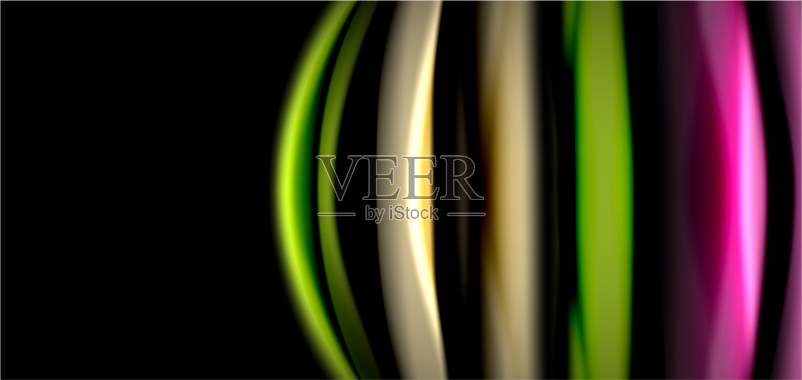 抽象丝绸流畅的线条上有黑色的多色插画图片素材