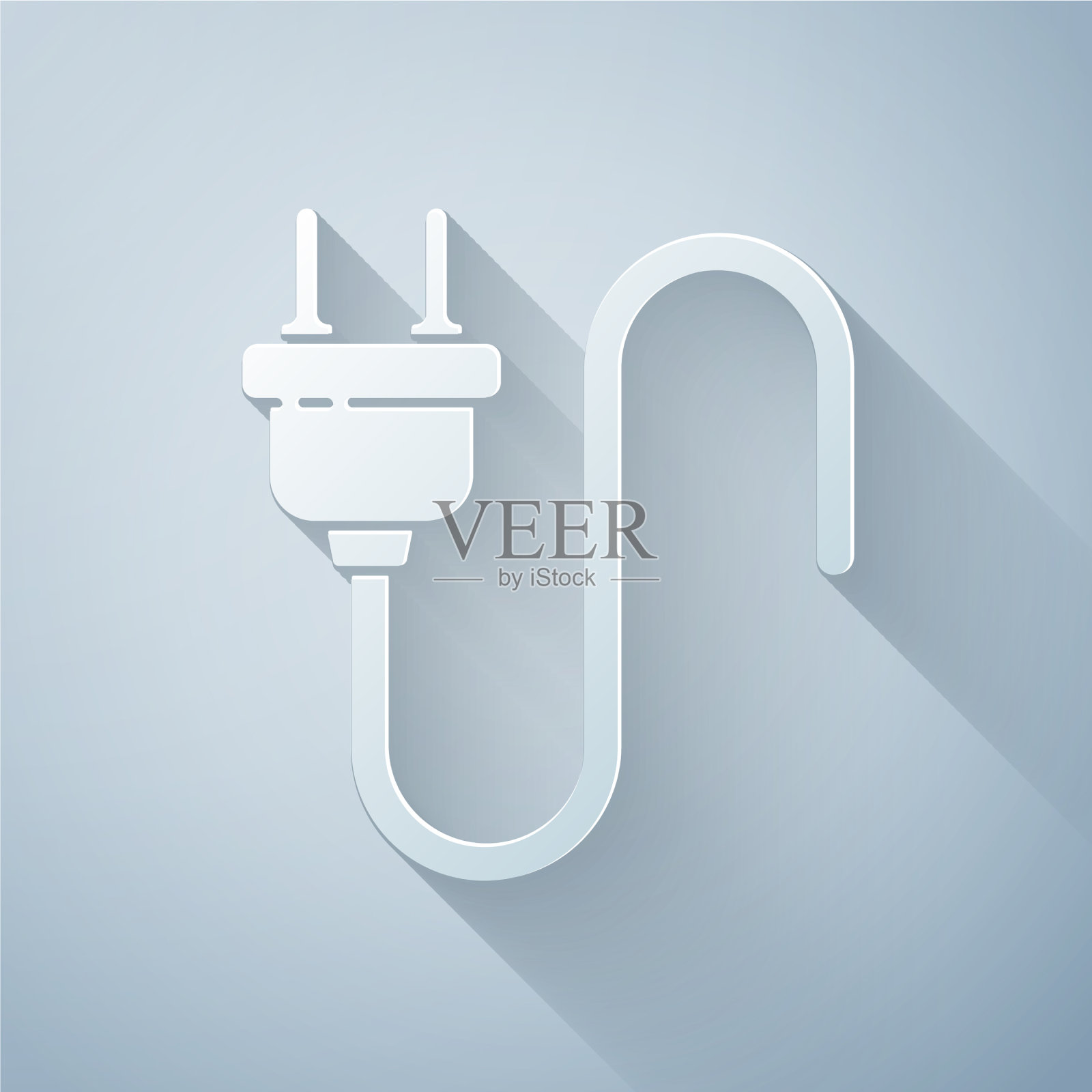 剪纸电插头图标孤立在灰色插画图片素材