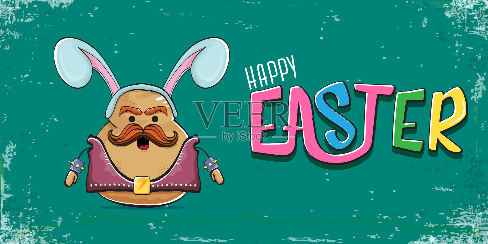 摇滚明星复活节土豆滑稽卡通插画图片素材