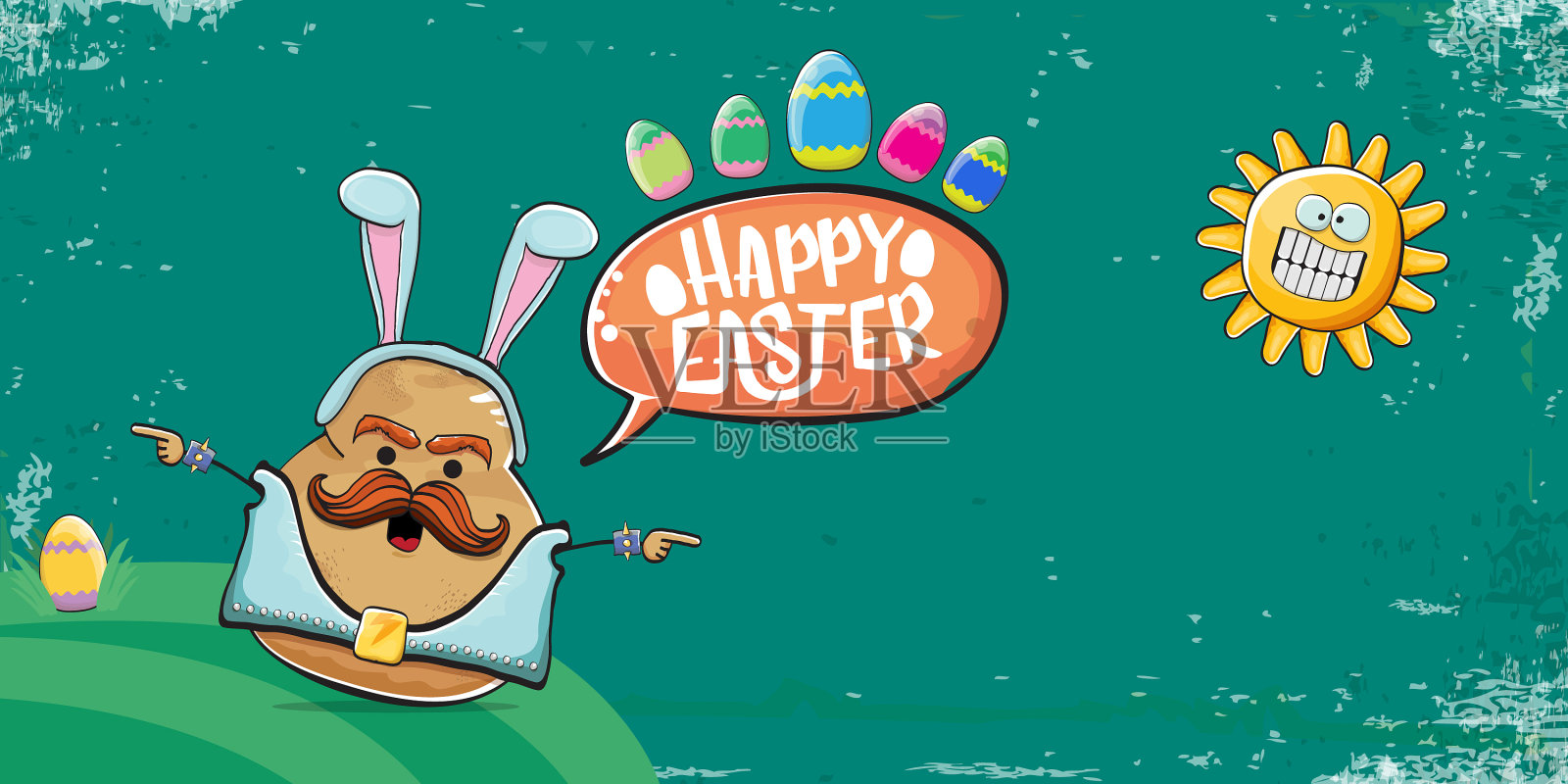 摇滚明星复活节土豆滑稽卡通插画图片素材