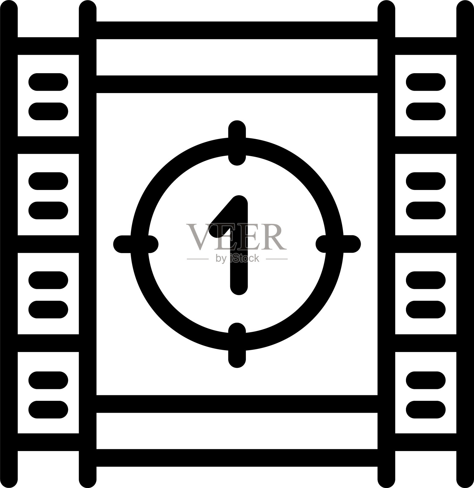 开始电影图标轮廓风格插画图片素材