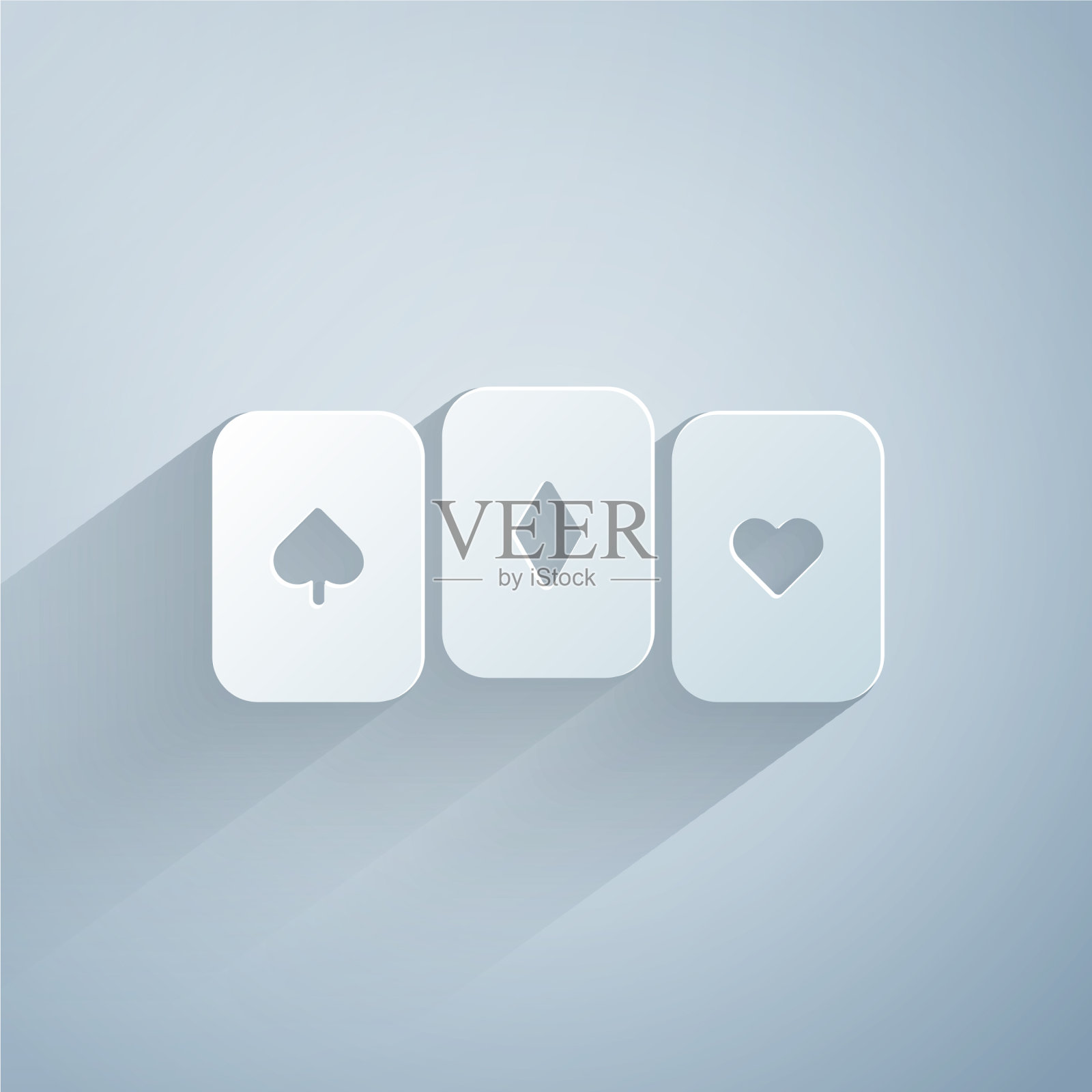 剪纸扑克牌图标孤立在灰色插画图片素材