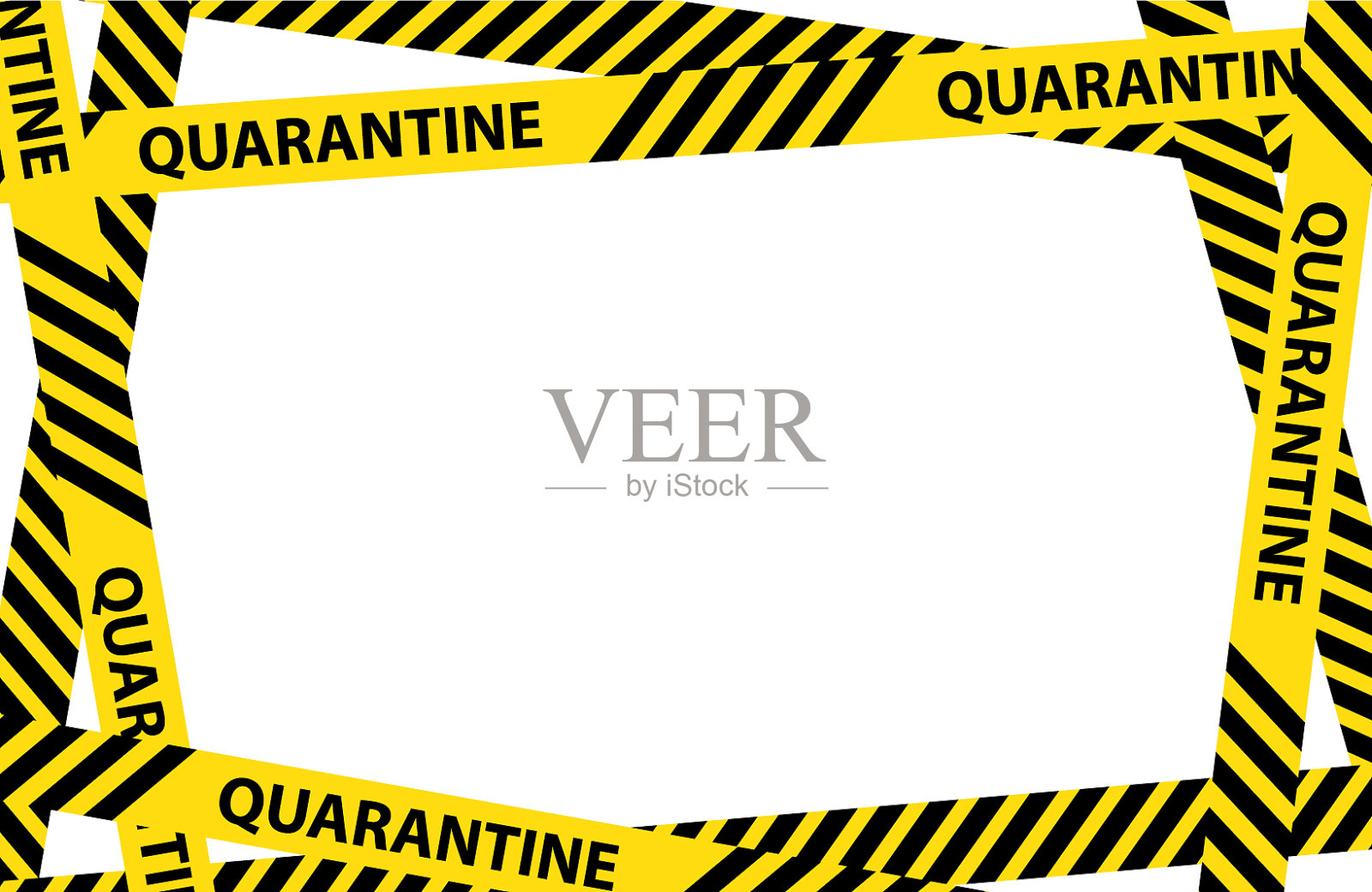 黄色检疫警告带框放置插画图片素材