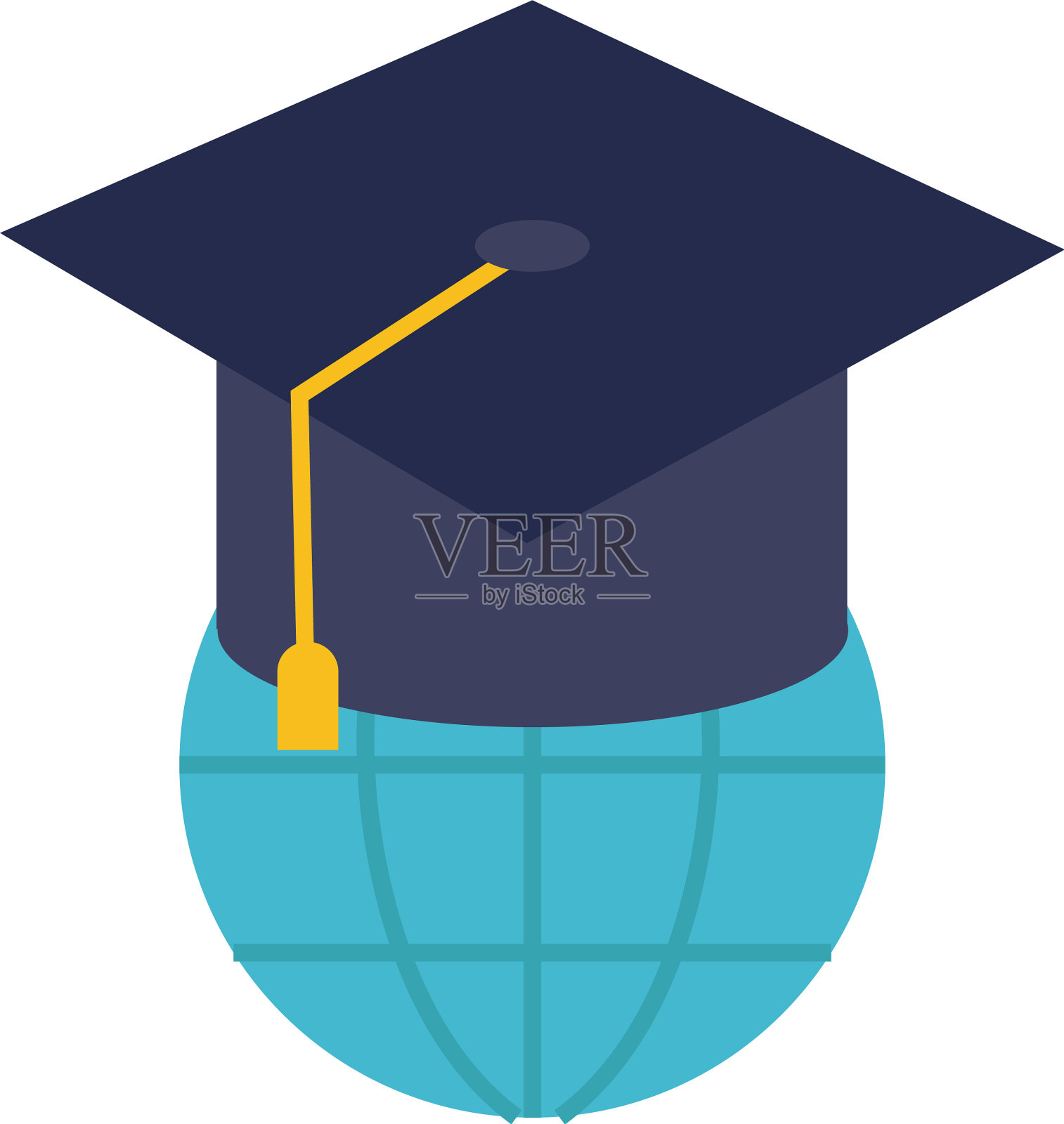 毕业帽与世界星球在线教育设计元素图片