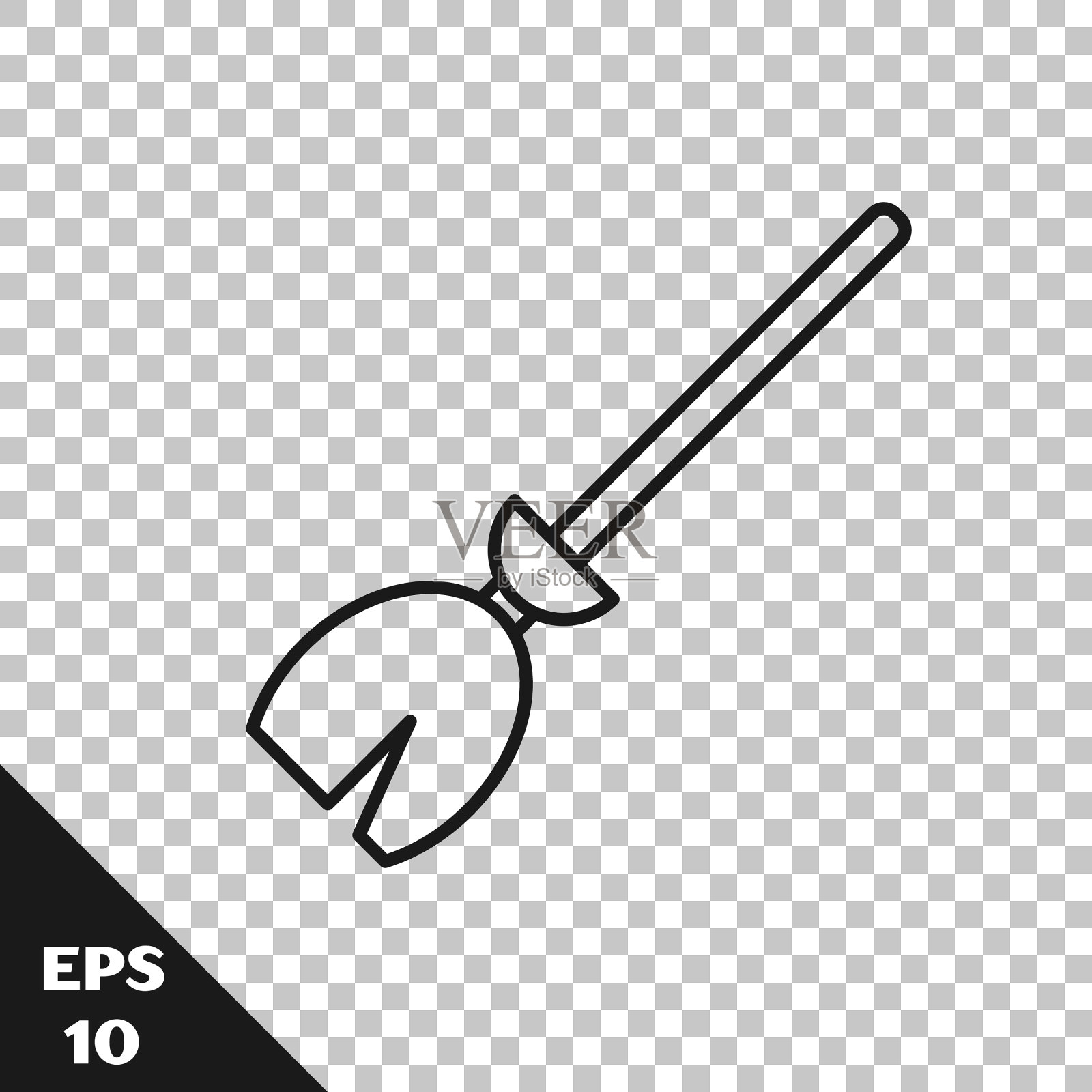 黑线女巫扫帚图标孤立上插画图片素材