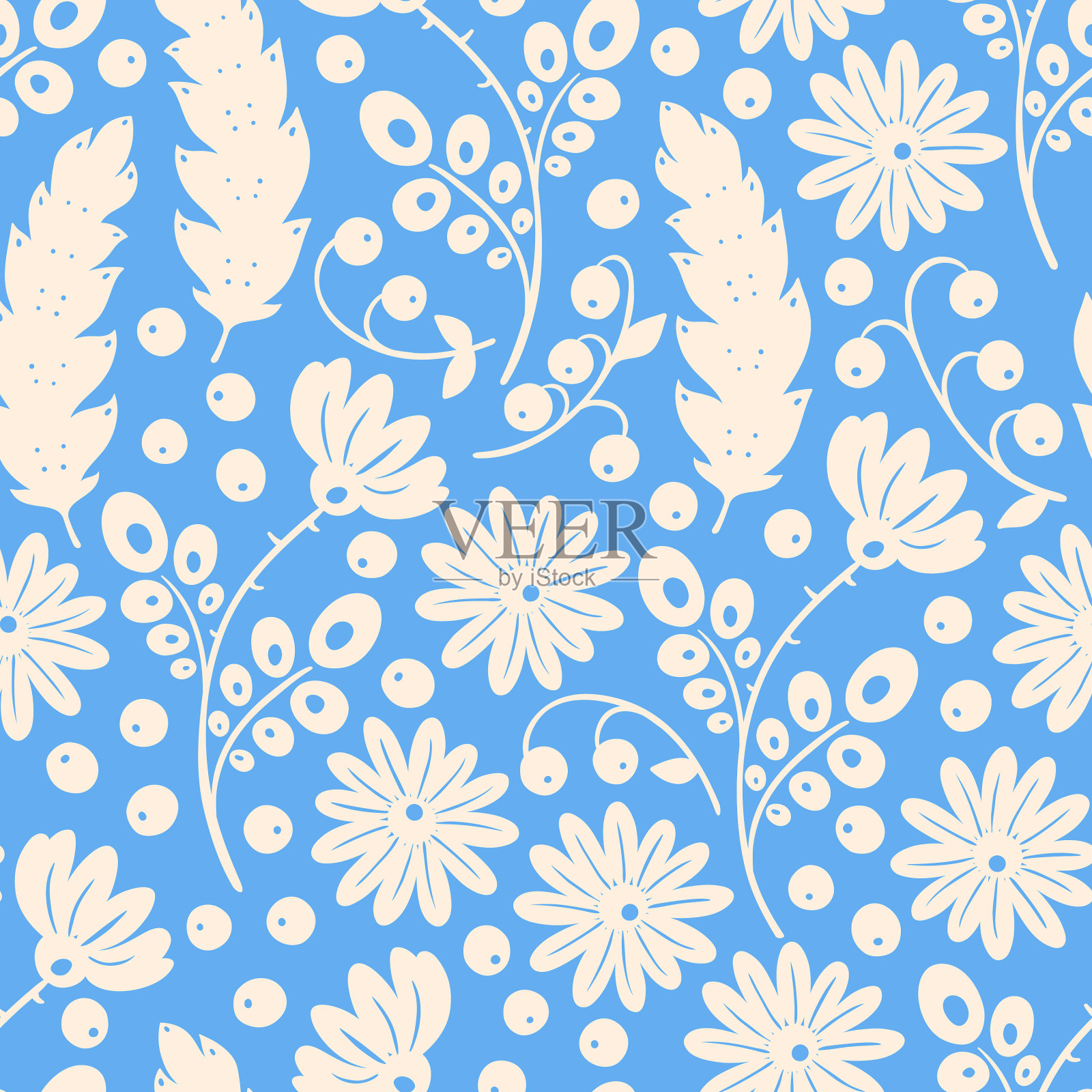 可爱的米色自然图案插画图片素材