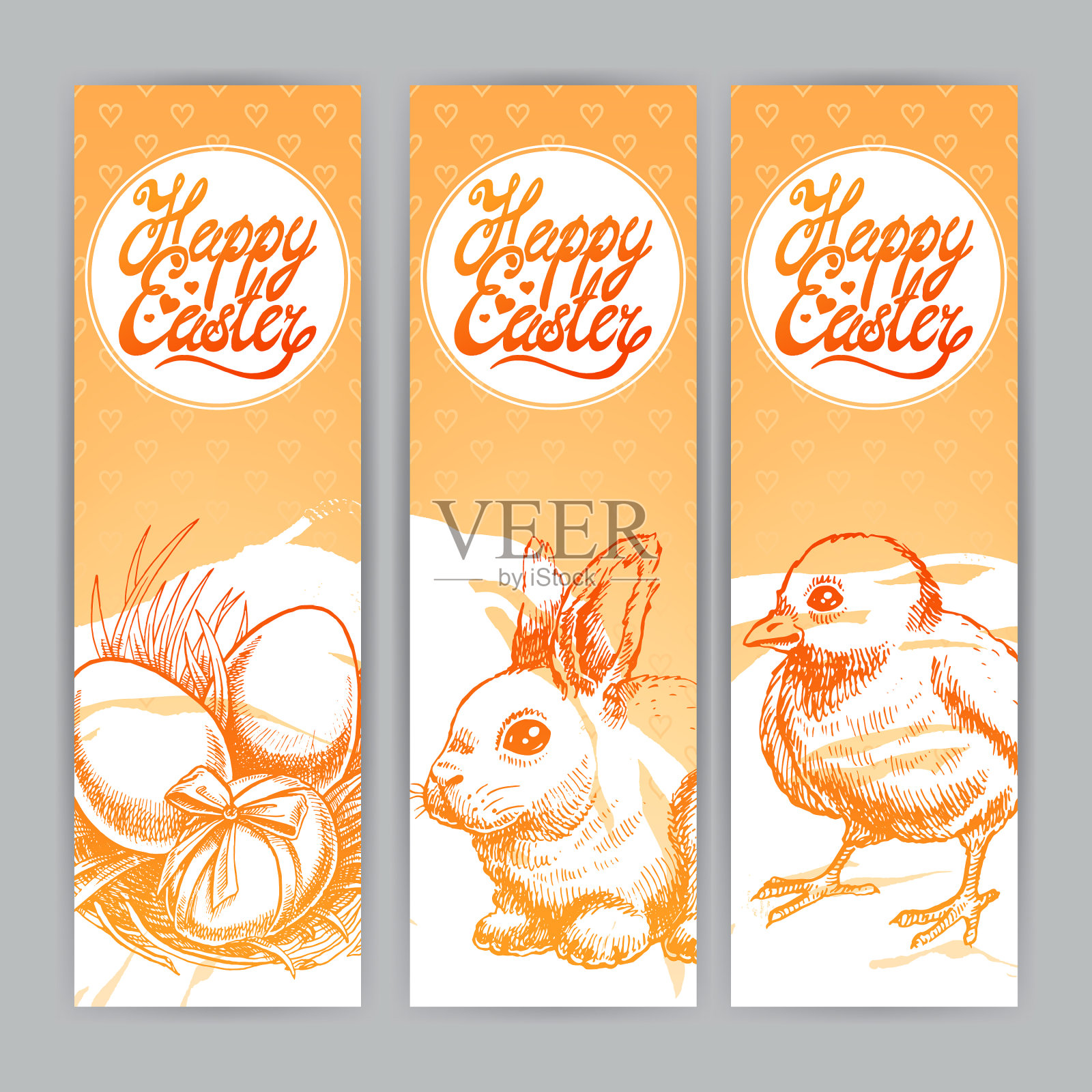 复活节的三条横幅插画图片素材