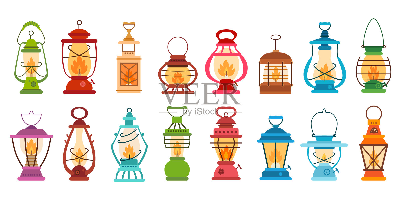 露营灯集露营装备图标素材