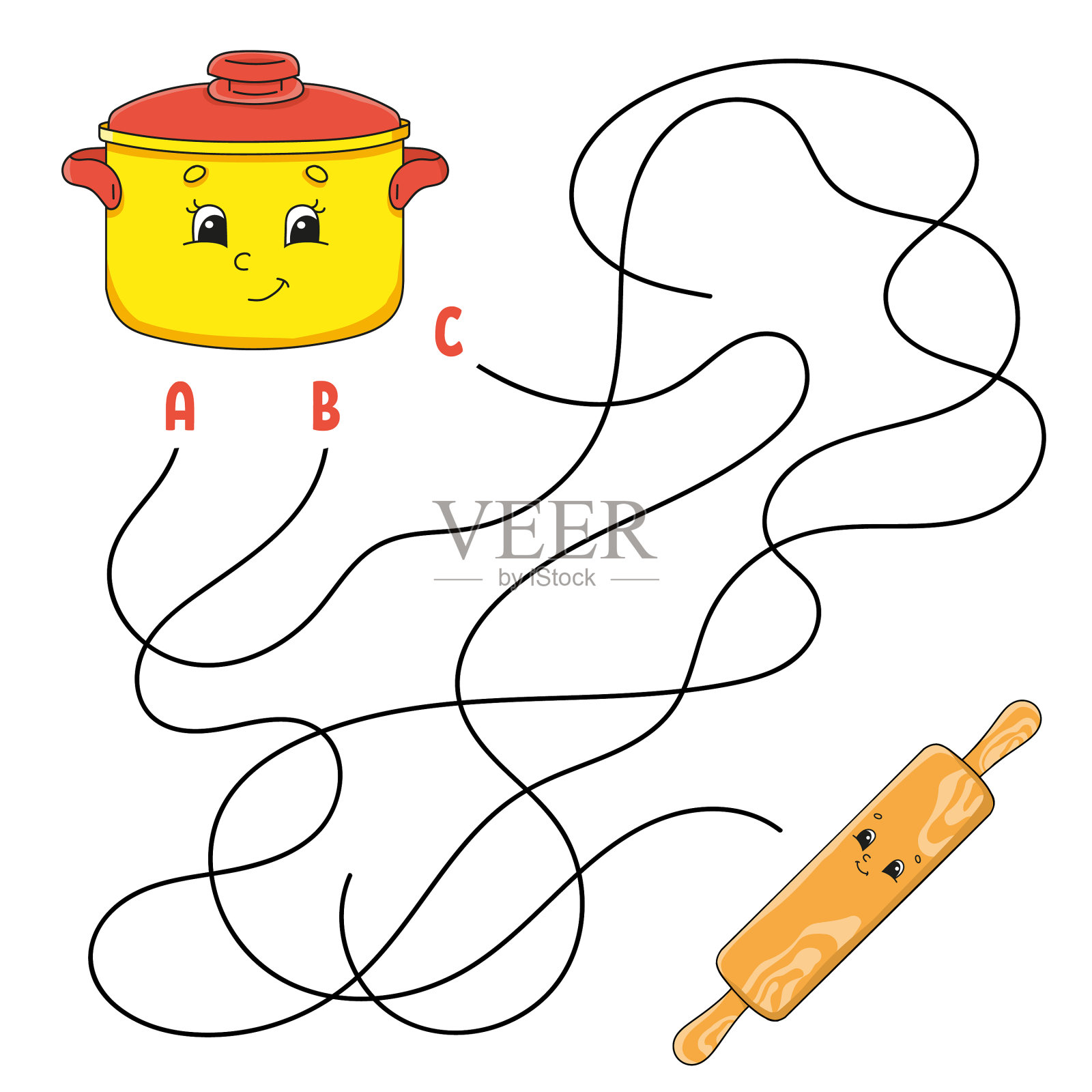 简易迷宫炖锅和滚针迷宫设计元素图片