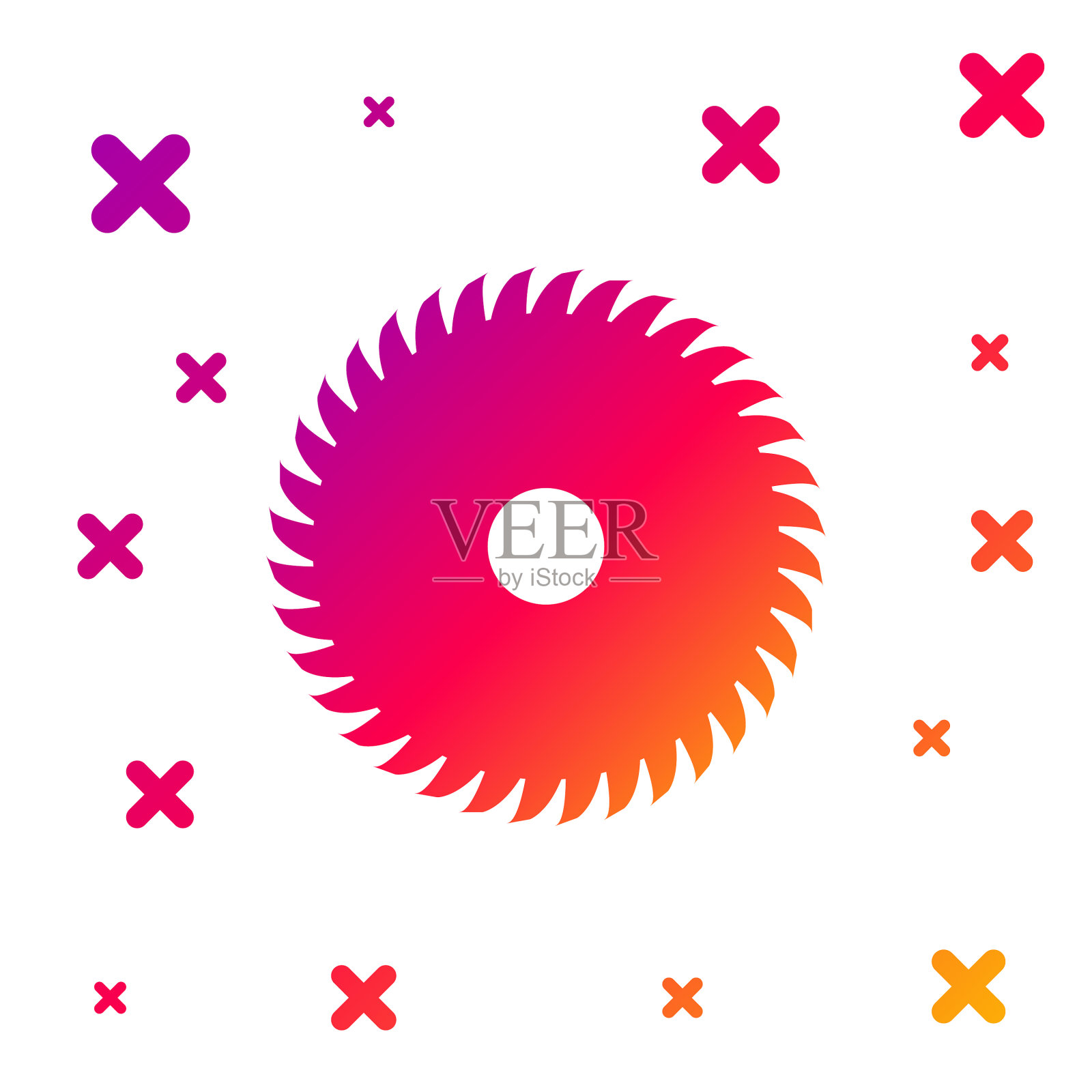 彩色圆锯片图标孤立在白色上插画图片素材