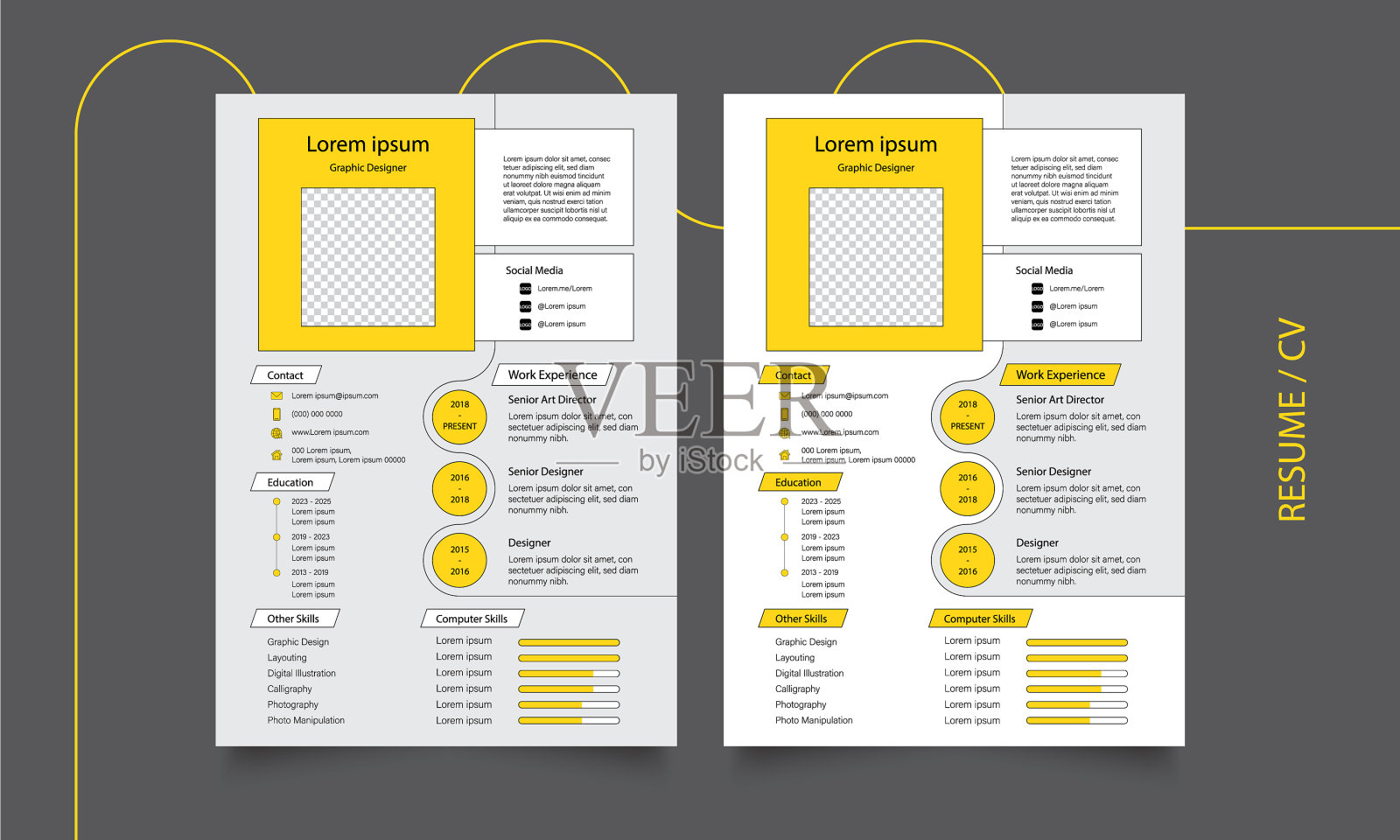 现代简历-黄色和白色的简历插画图片素材