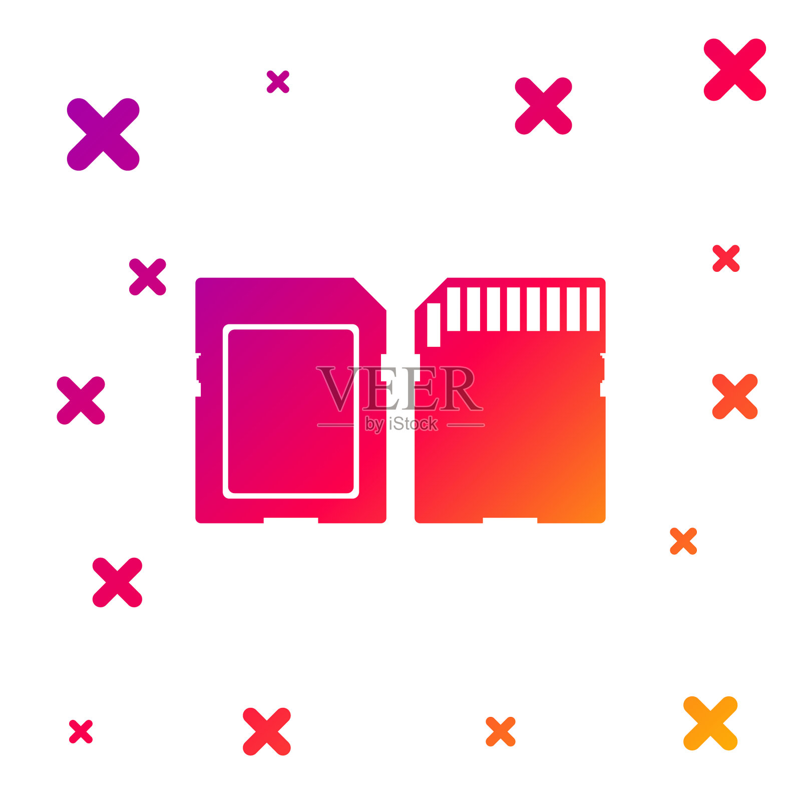 彩色sd卡图标隔离在白色背景插画图片素材