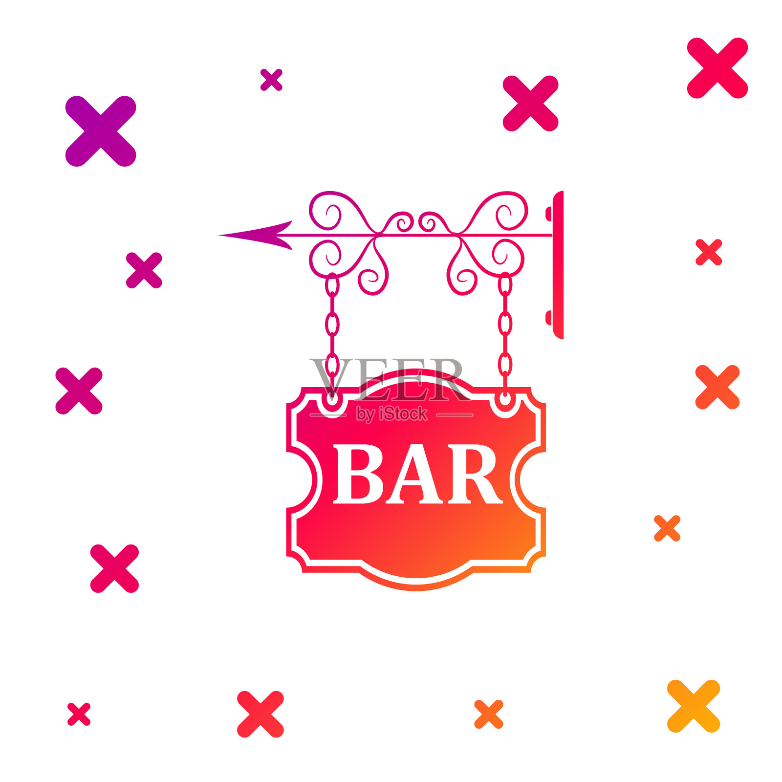 户外广告用彩色复古招牌图标素材