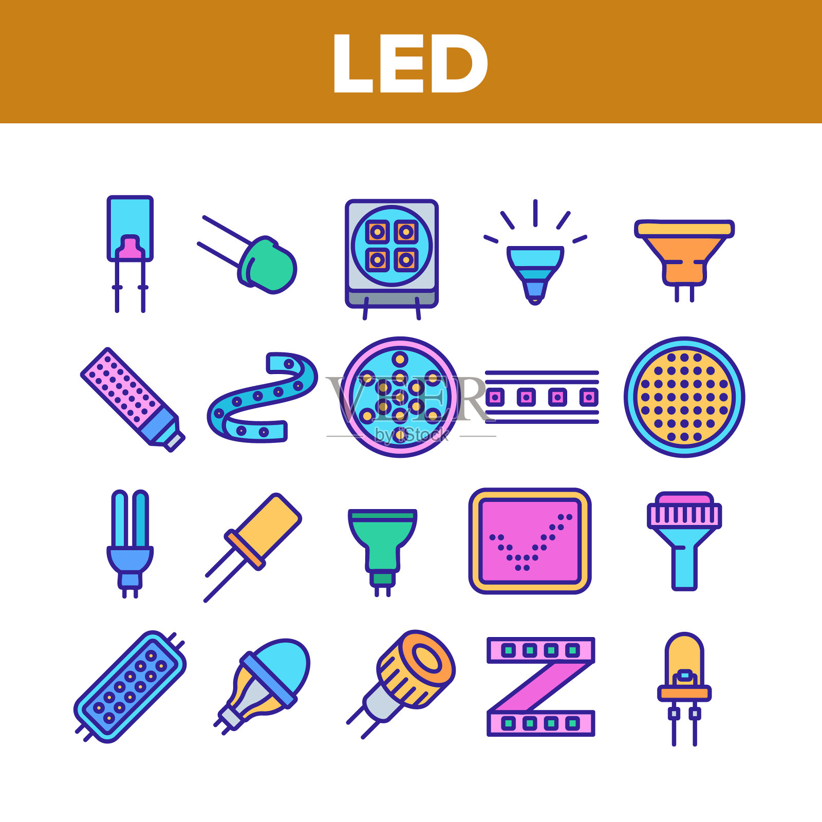 Led灯设备收集图标集图标素材