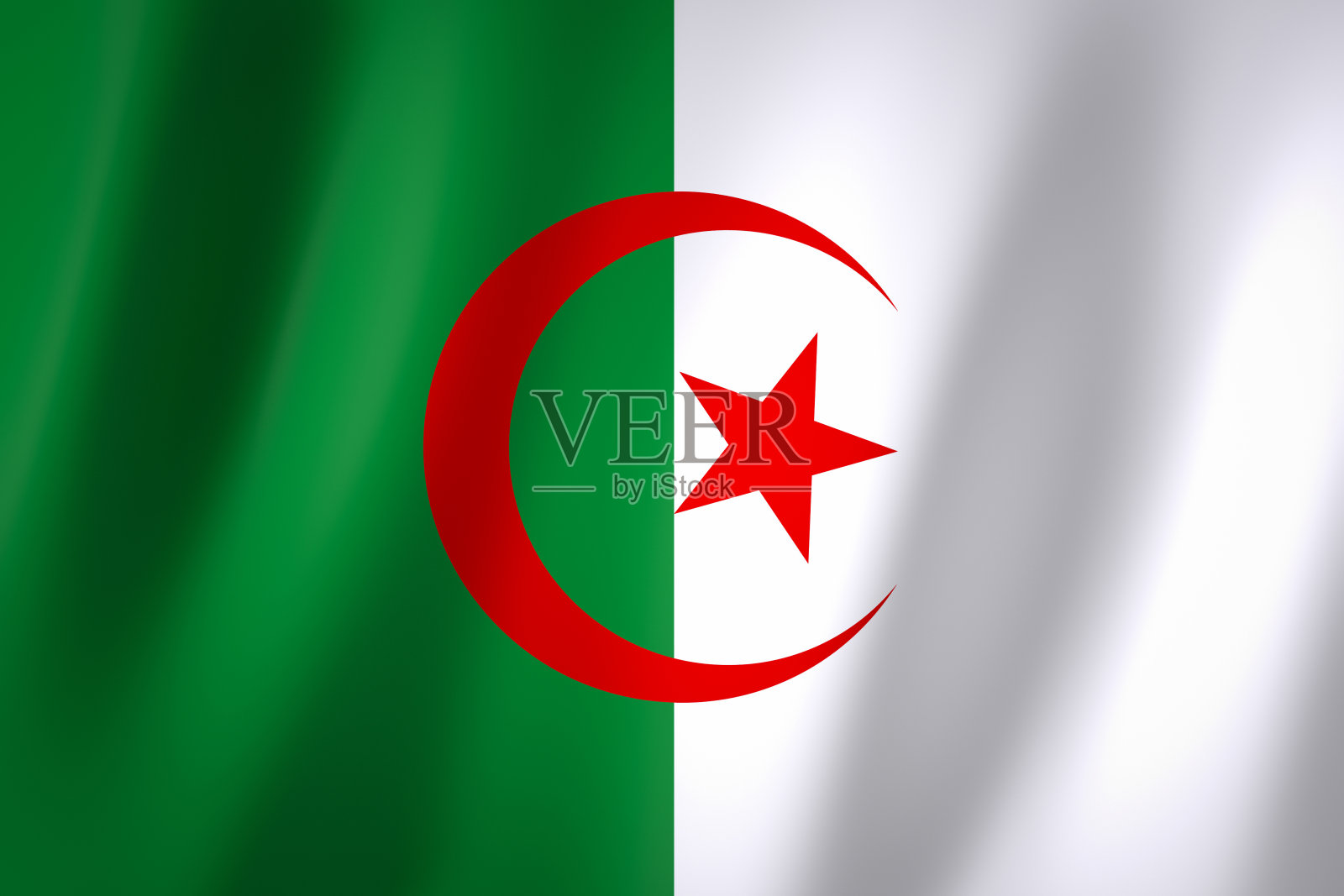 阿尔及利亚国旗，3d渲染，8K照片摄影图片