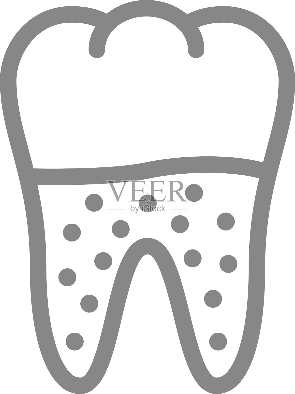牙齿腐烂线图标不健康的牙齿龋齿设计元素图片