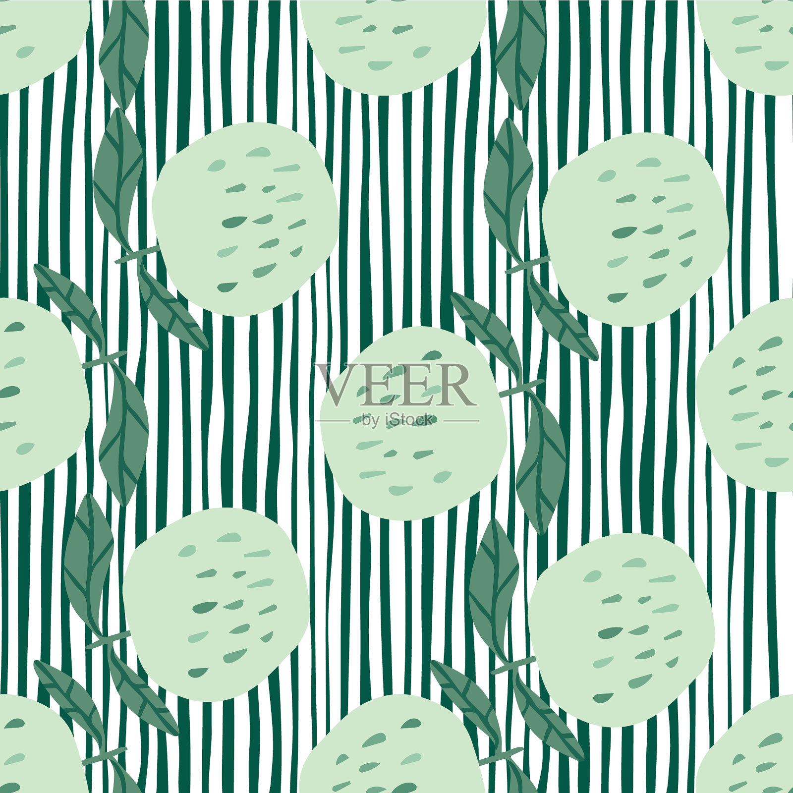 青苹果无缝图案植物印花插画图片素材