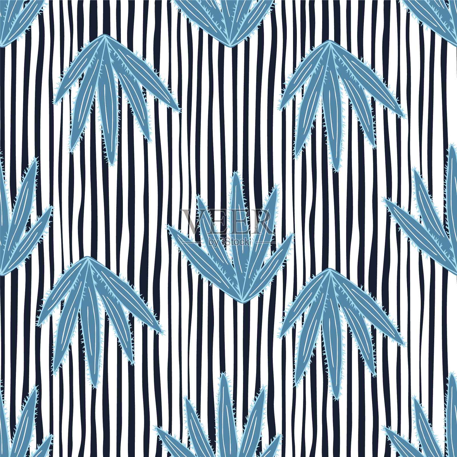 仙人掌无缝图案在涂鸦风格的几何插画图片素材