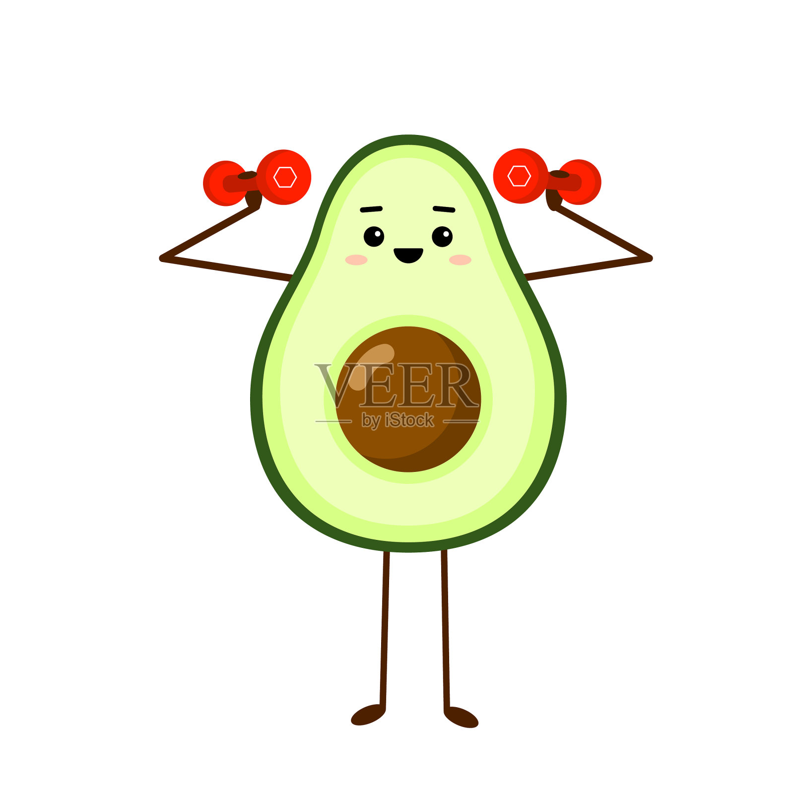 牛油果运动配红色哑铃牛油果插画图片素材