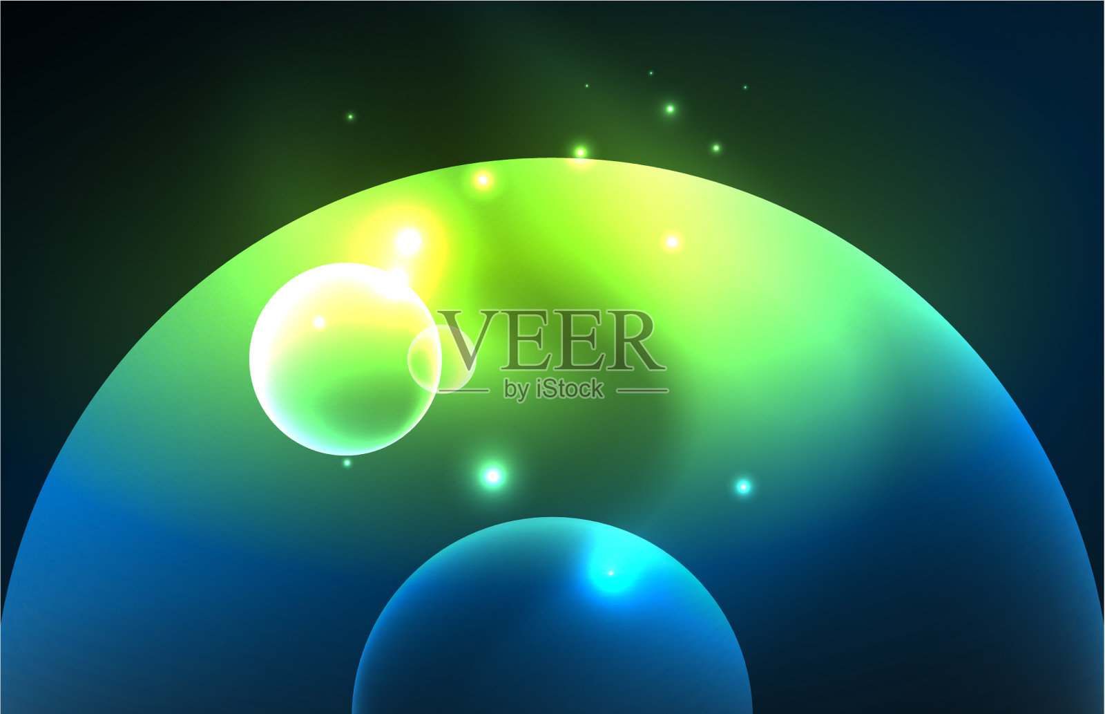 霓虹灯闪闪发光透明发光的圆与光插画图片素材