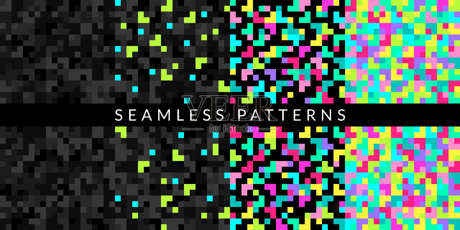 彩色像素艺术抽象几何图形矢量插图背景插画图片素材