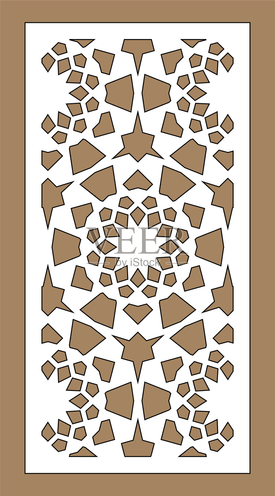 阿拉伯伊斯兰装饰墙、屏风、镶有星星图案的面板。向量模板工具包。一套装饰矢量板激光切割。阿拉伯式风格的室内隔断模板插画图片素材