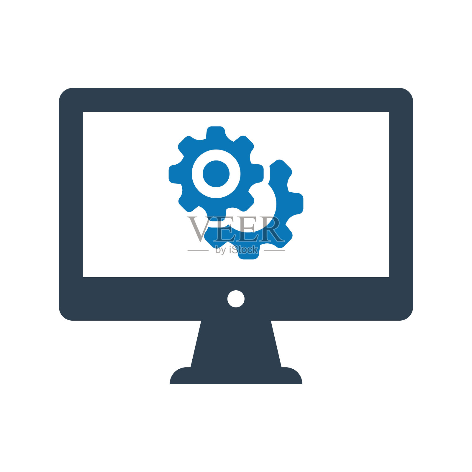 监控配置图标，技术解决方案，服务，齿轮矢量插画图片素材