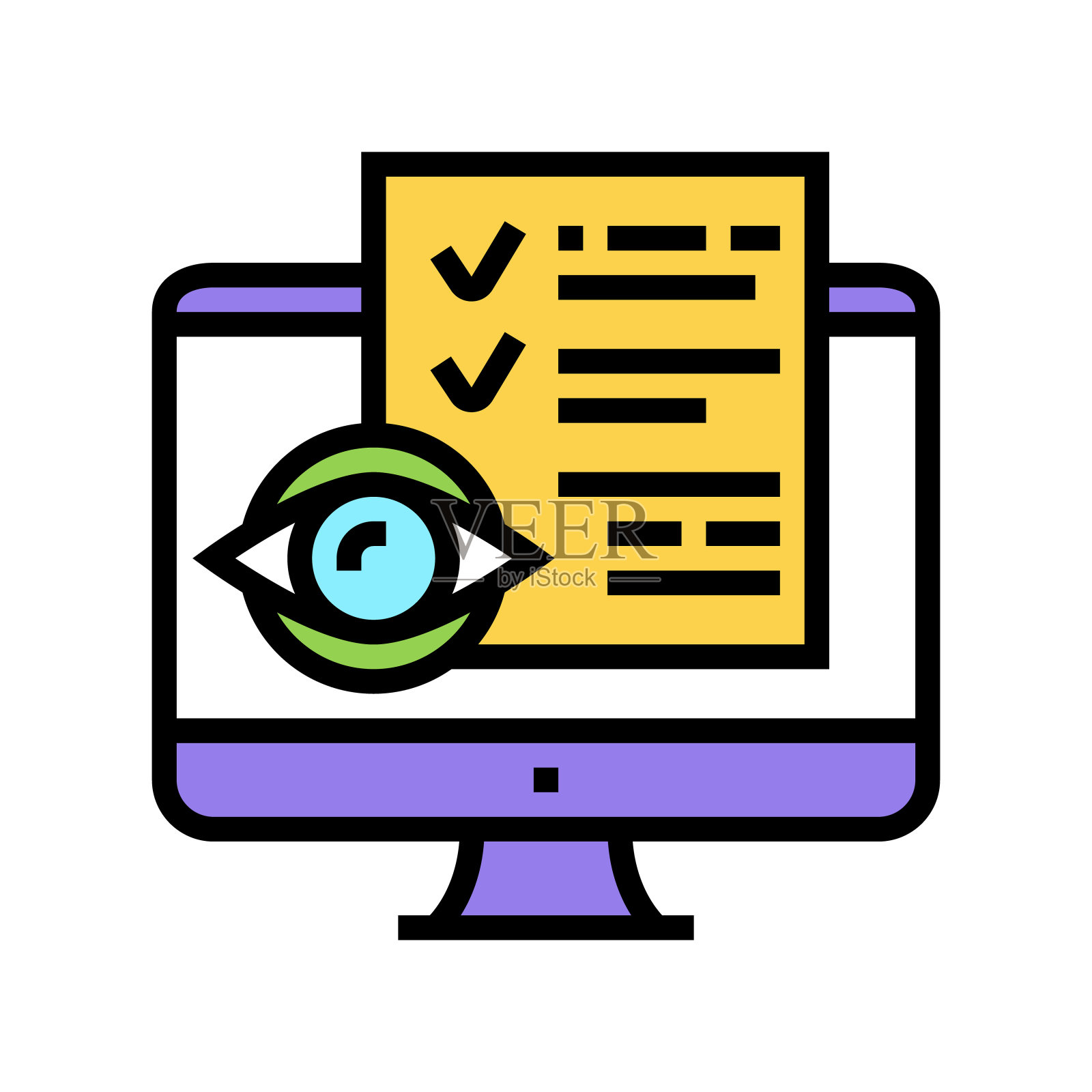 阅读电子文档彩色图标矢量插图插画图片素材