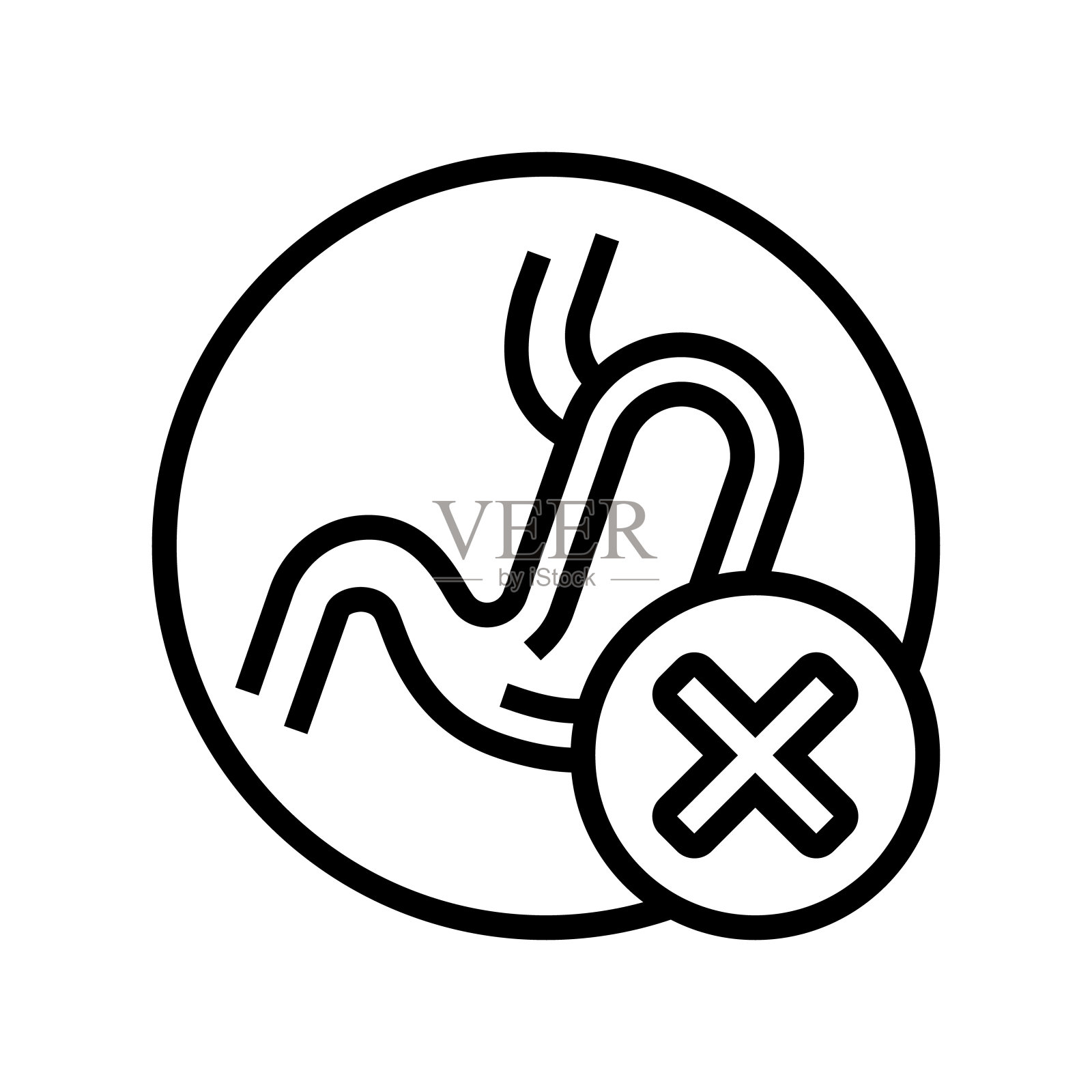 食物消化不良胃问题线图标矢量插图插画图片素材