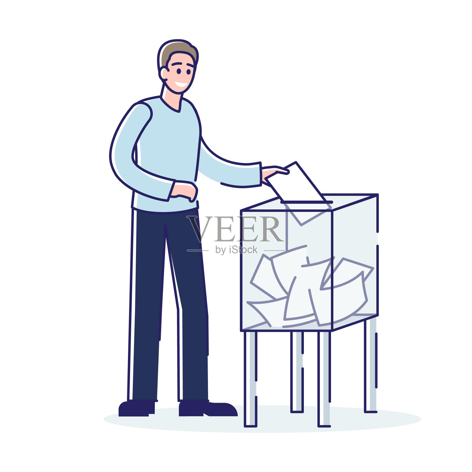 在总统或政府选举中向投票箱投选票的人插画图片素材