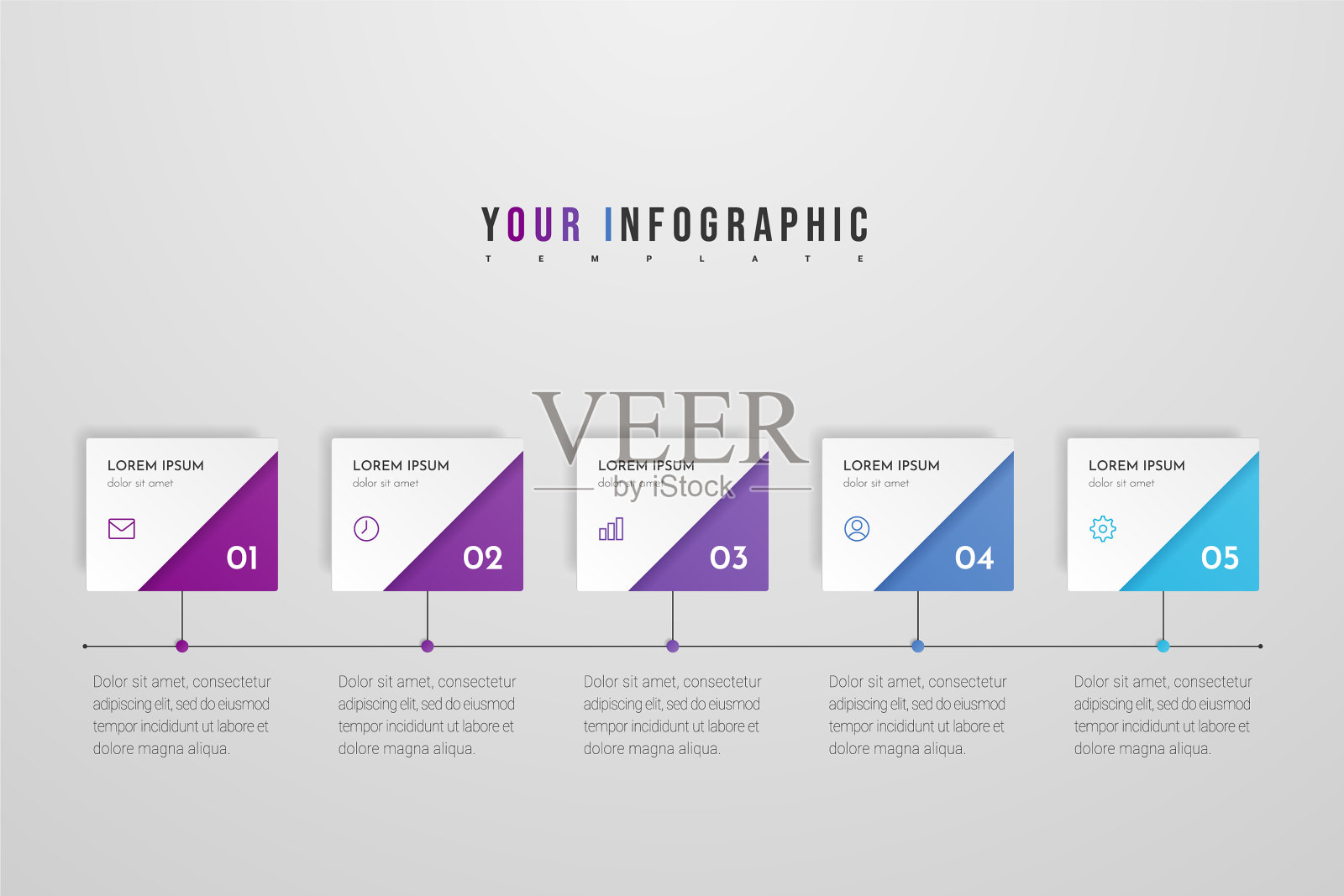信息图设计与图标和5个步骤插画图片素材