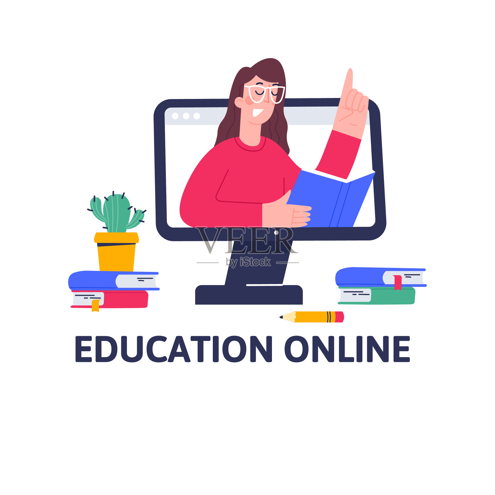 面向小学生和学生的网络文学课插画图片素材