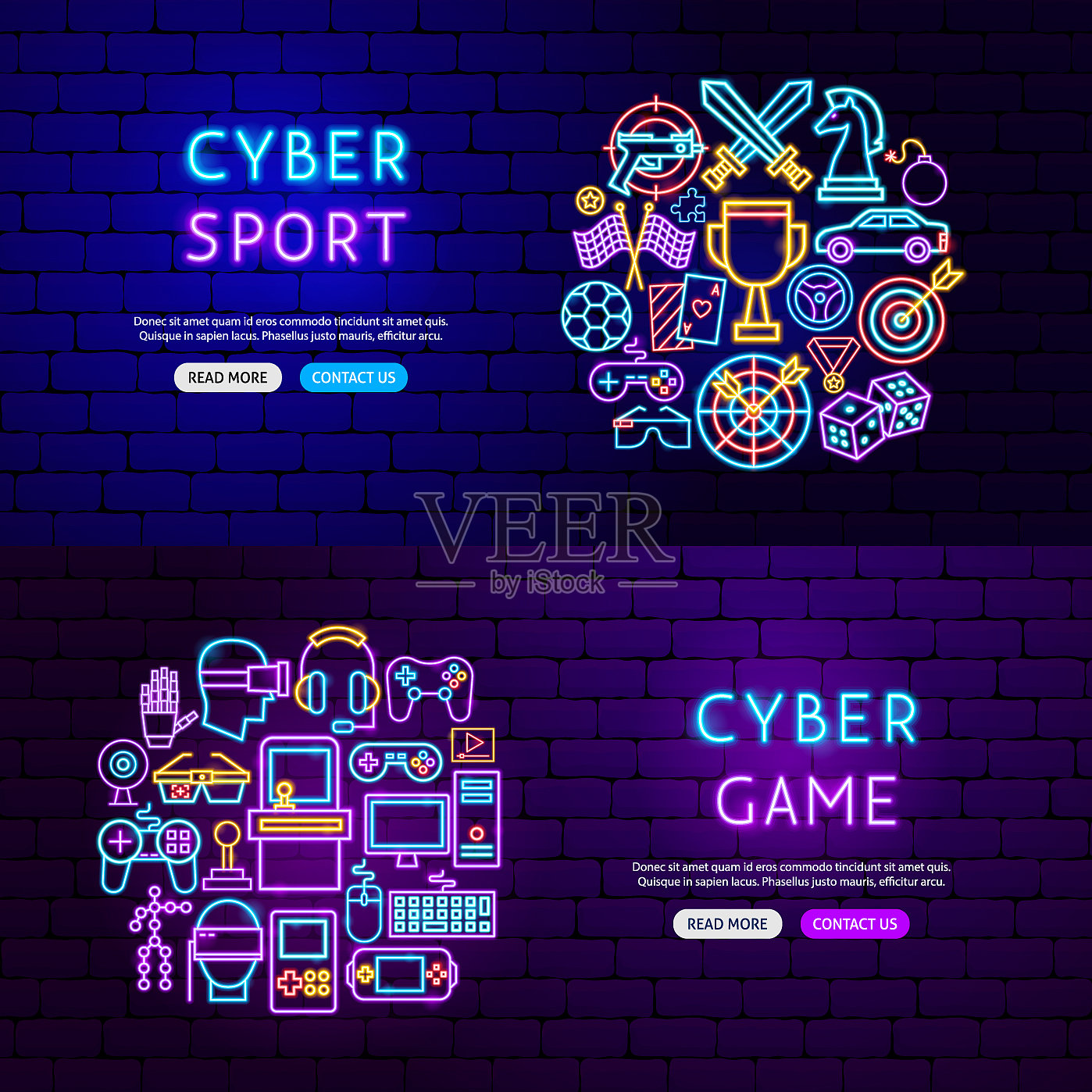 网络游戏霓虹横幅插画图片素材