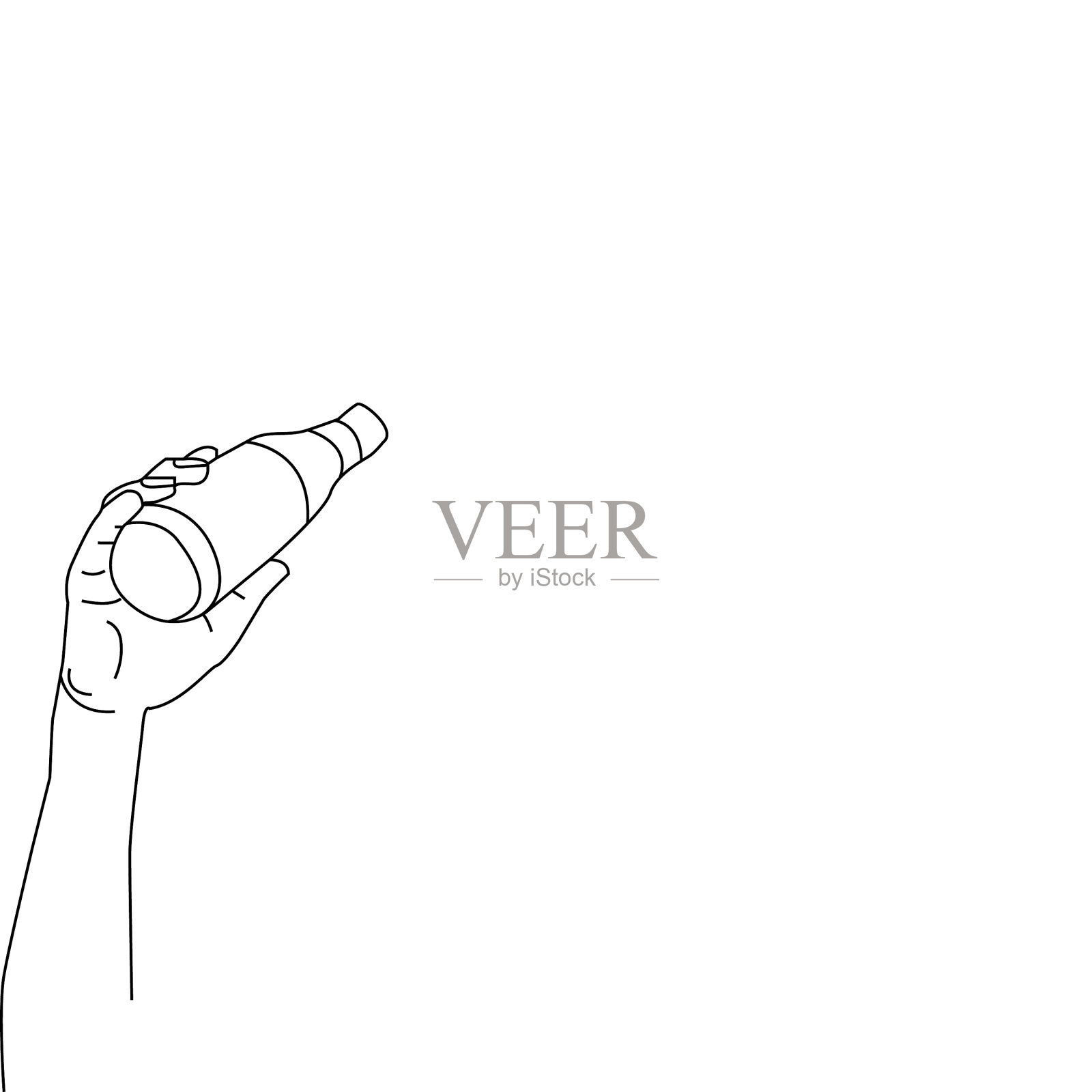 线艺手拿瓶孤立上白插画图片素材